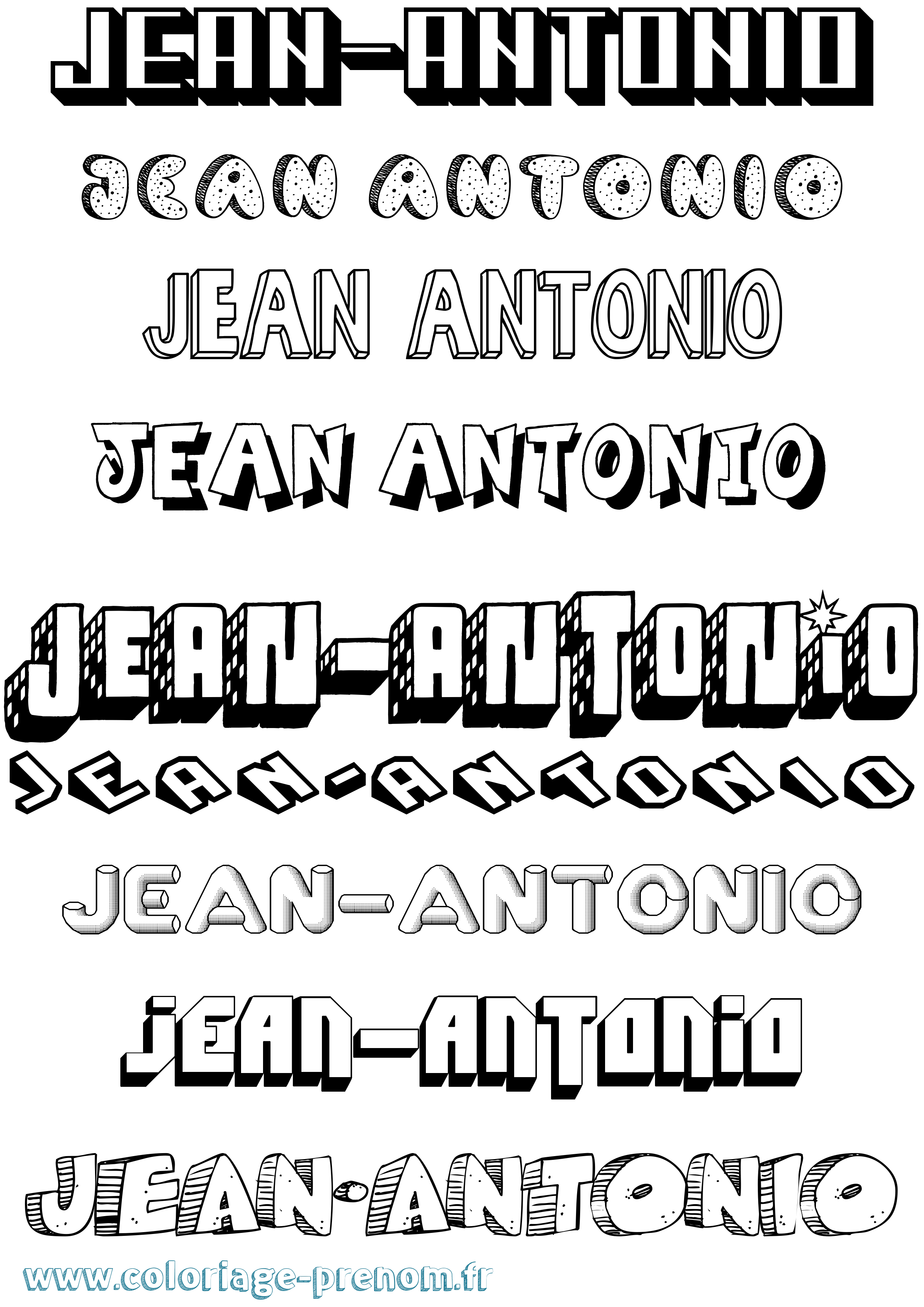 Coloriage Jean-Antonio Effet 3D Coloriage prénom Jean-Antonio Effet 3D