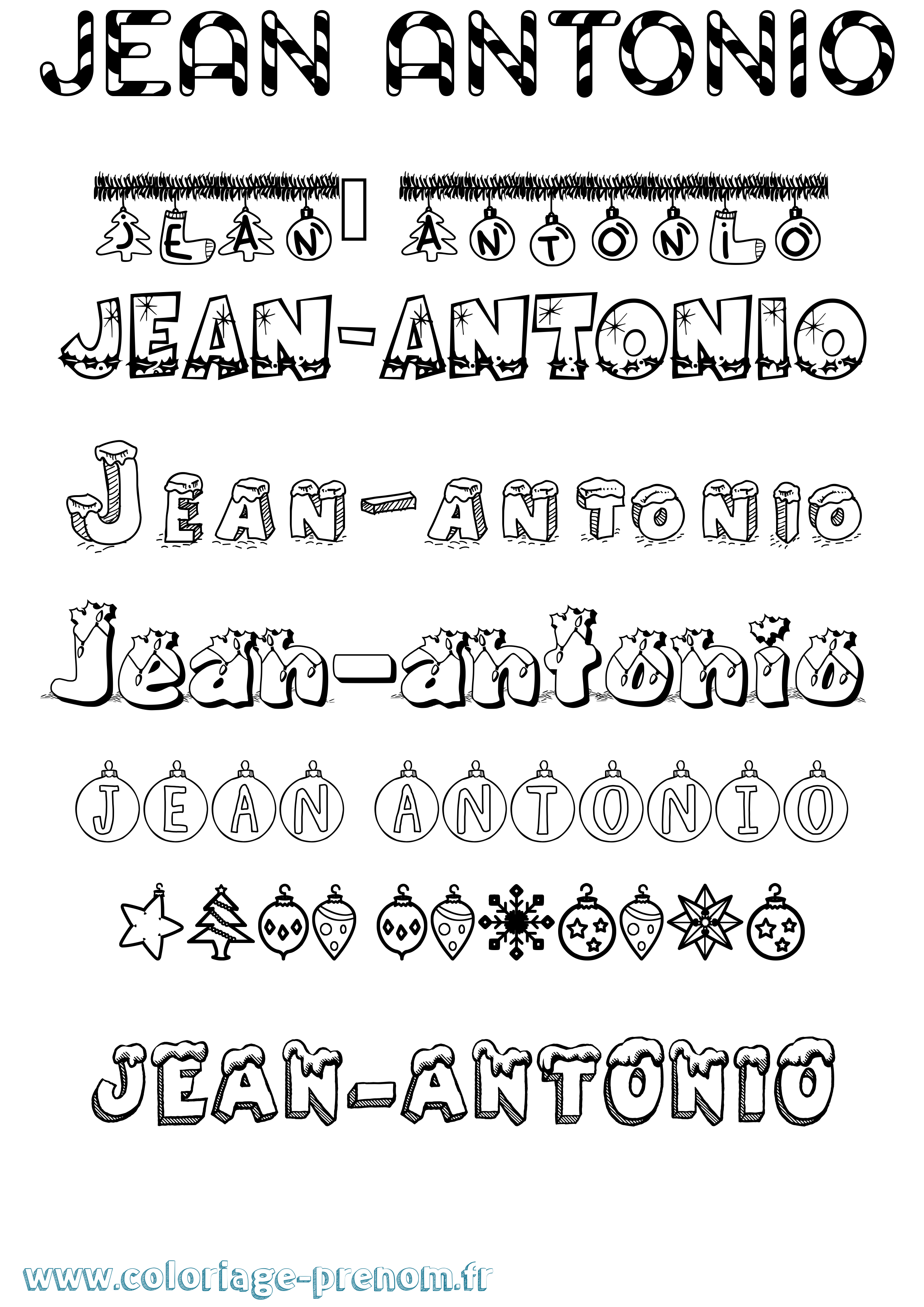 Coloriage Jean-Antonio Noël Coloriage prénom Jean-Antonio Noël