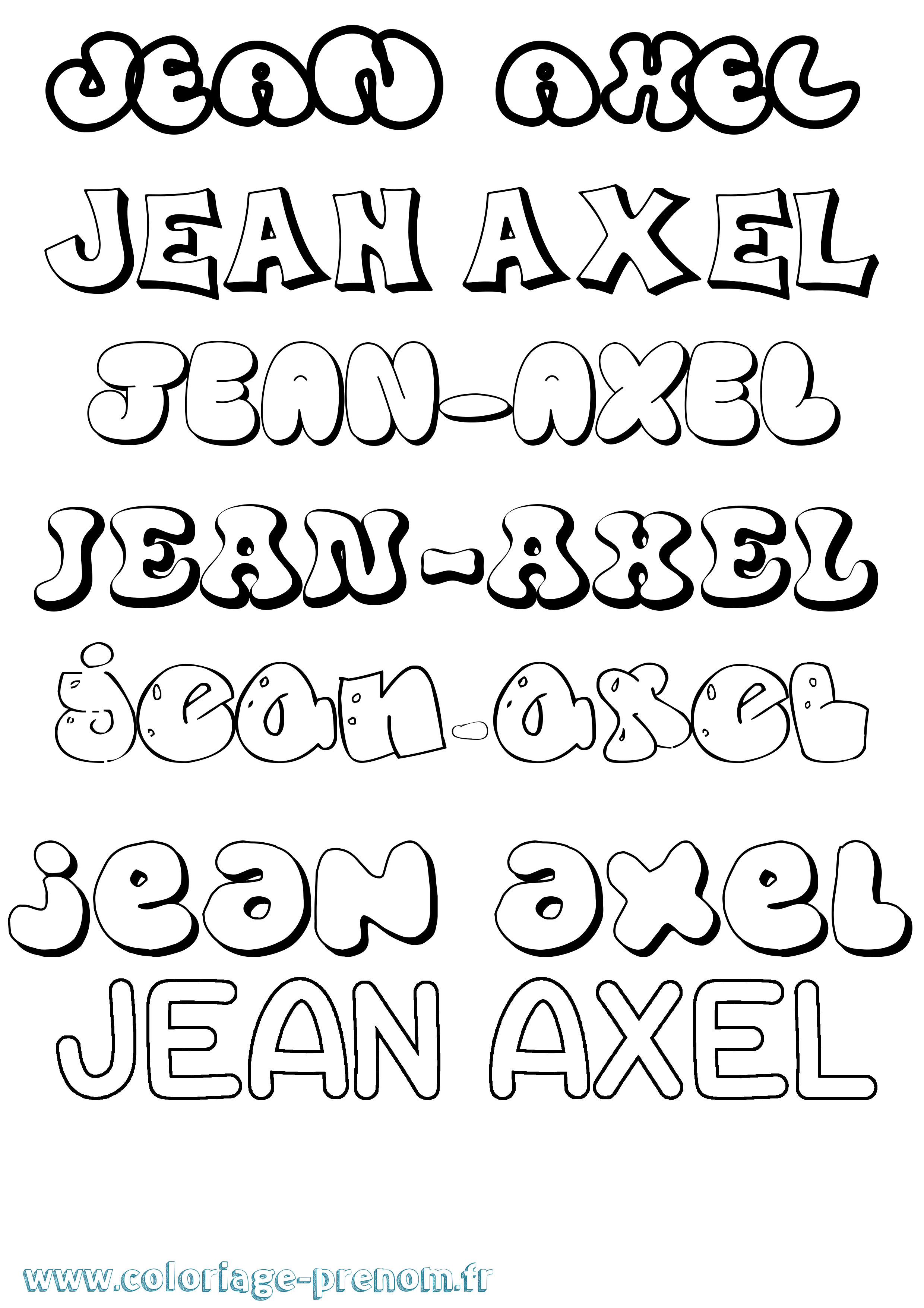 Coloriage Jean-Axel Bubble Coloriage prénom Jean-Axel Bubble