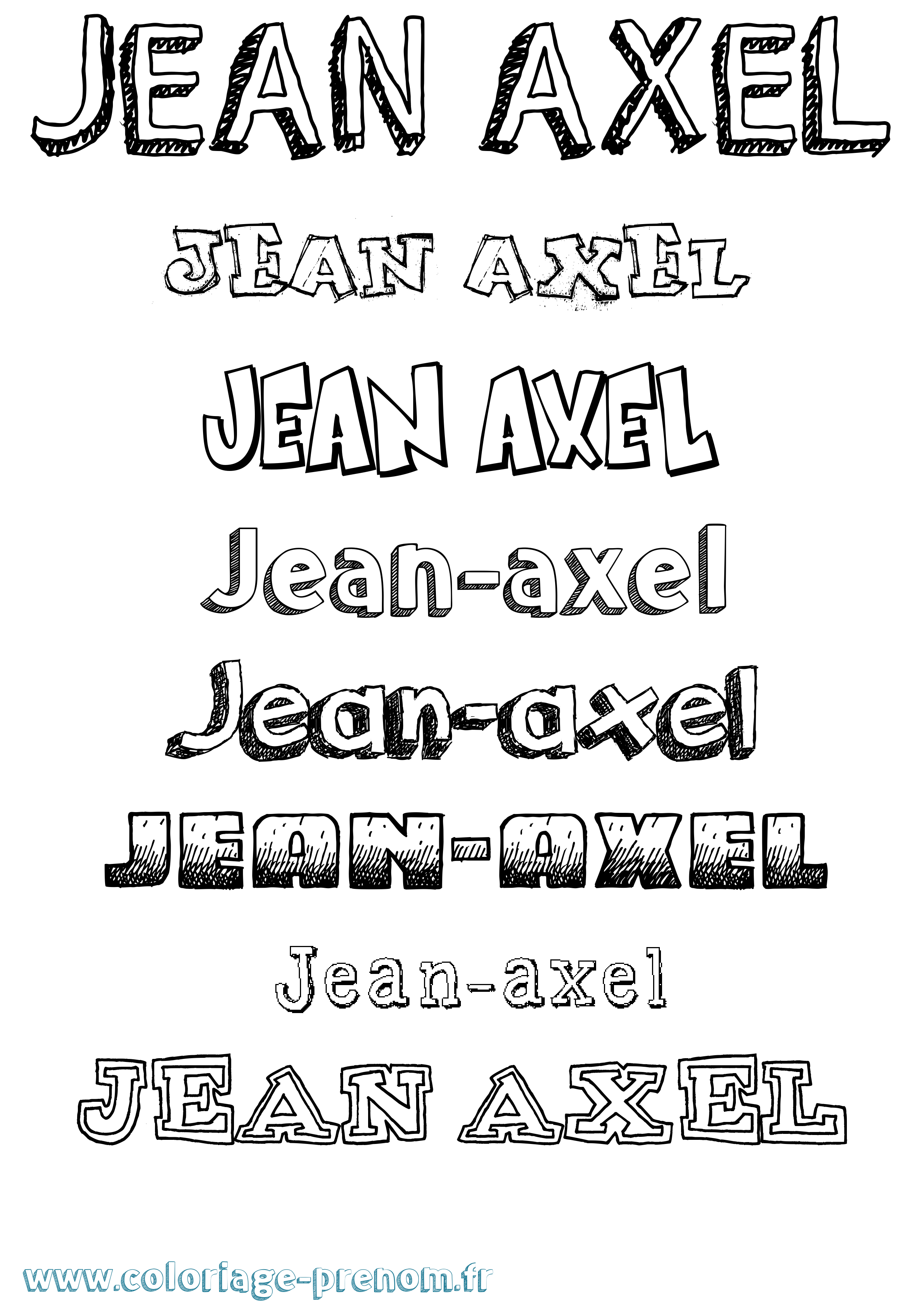 Coloriage Jean-Axel Dessiné Coloriage prénom Jean-Axel Dessiné