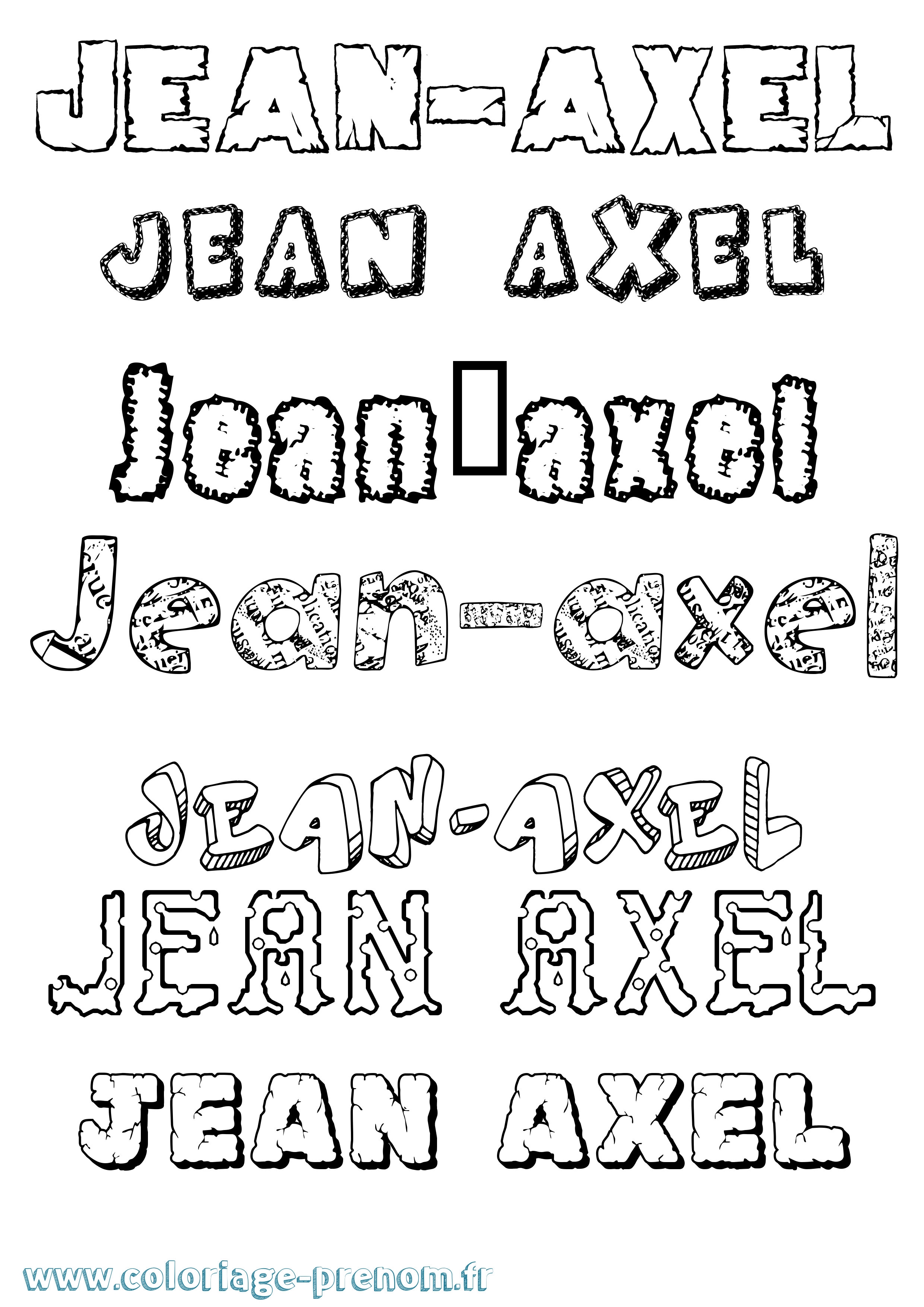Coloriage Jean-Axel Destructuré Coloriage prénom Jean-Axel Destructuré