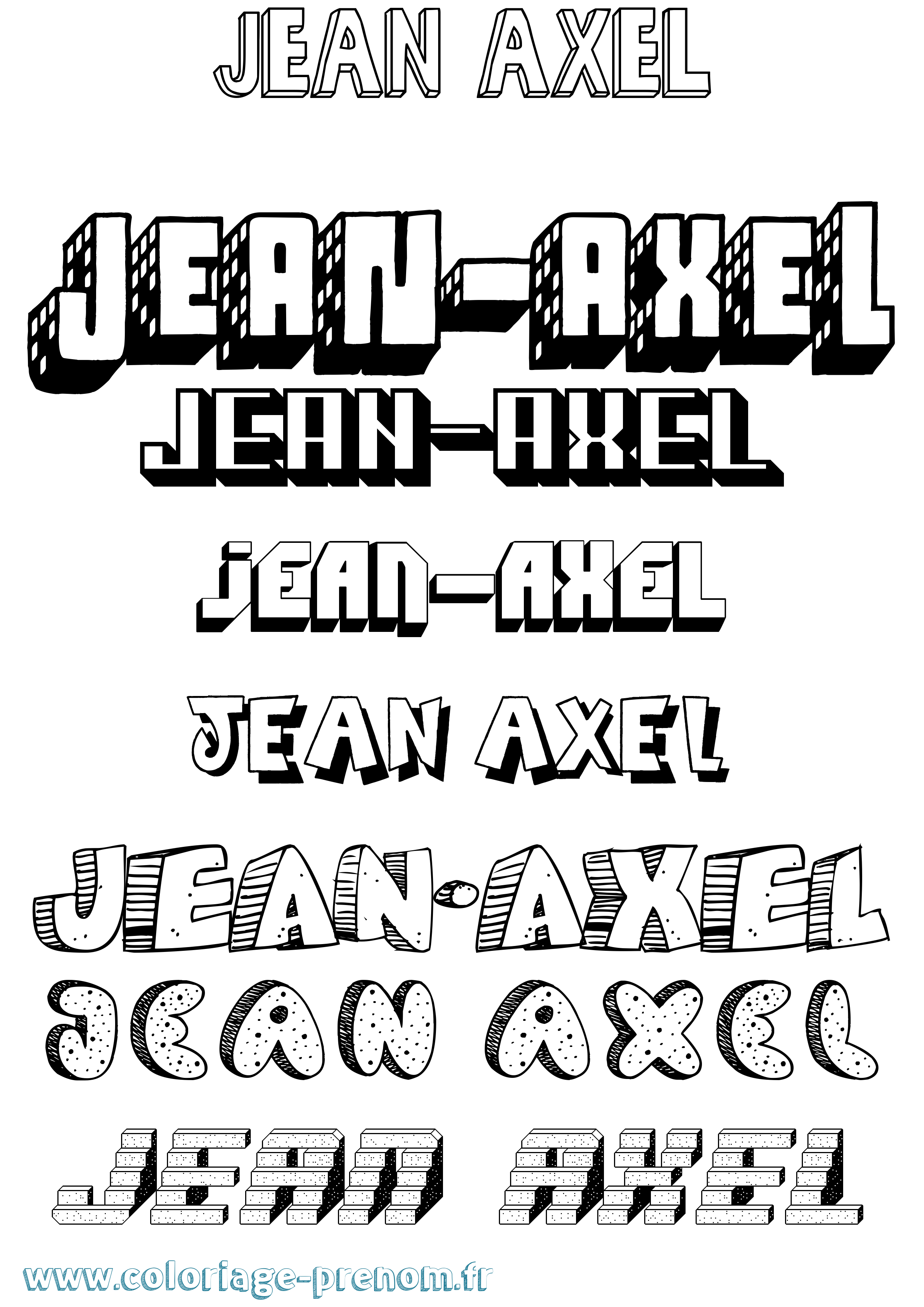 Coloriage Jean-Axel Effet 3D Coloriage prénom Jean-Axel Effet 3D