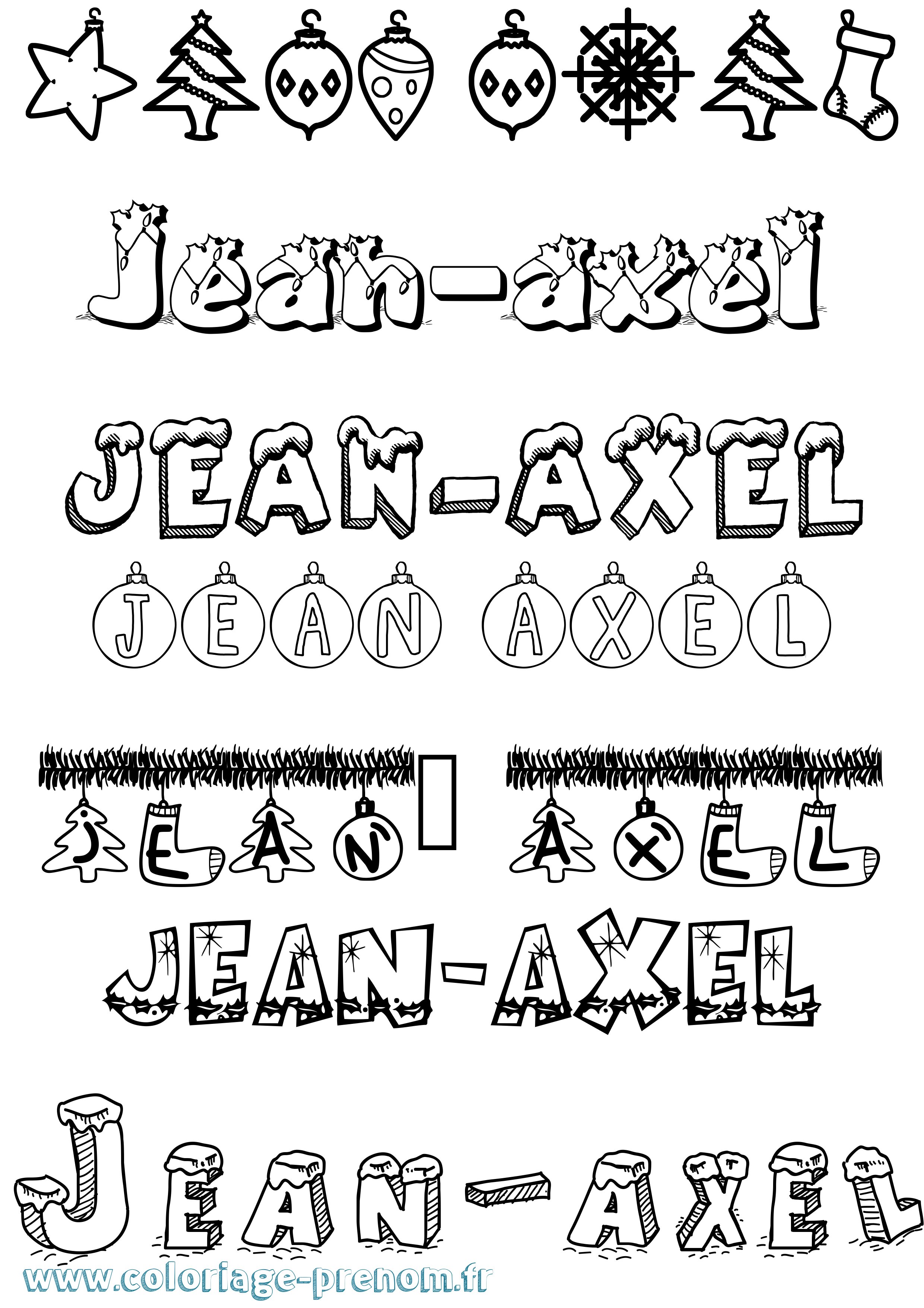 Coloriage Jean-Axel Noël Coloriage prénom Jean-Axel Noël