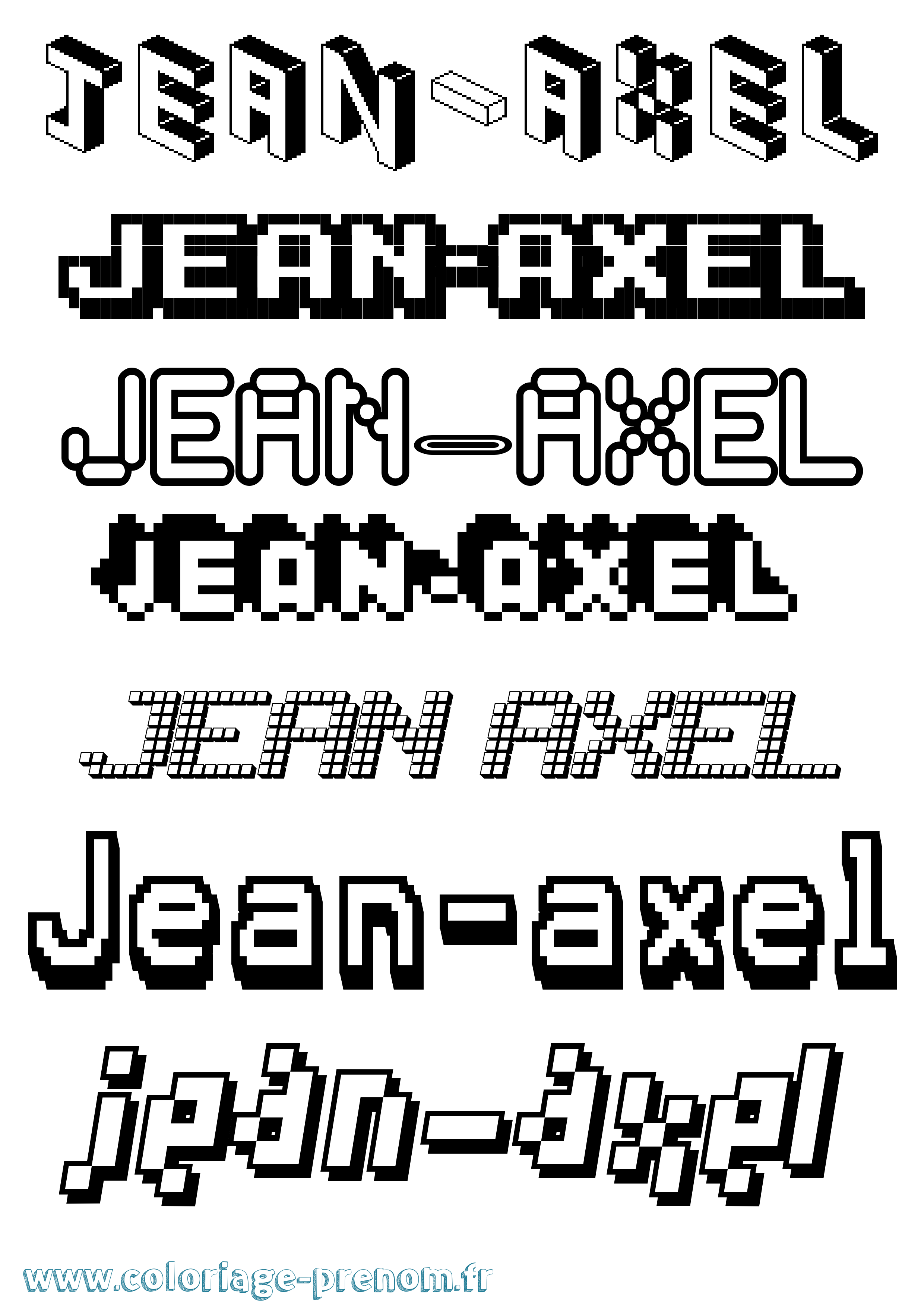 Coloriage Jean-Axel Pixel Coloriage prénom Jean-Axel Pixel