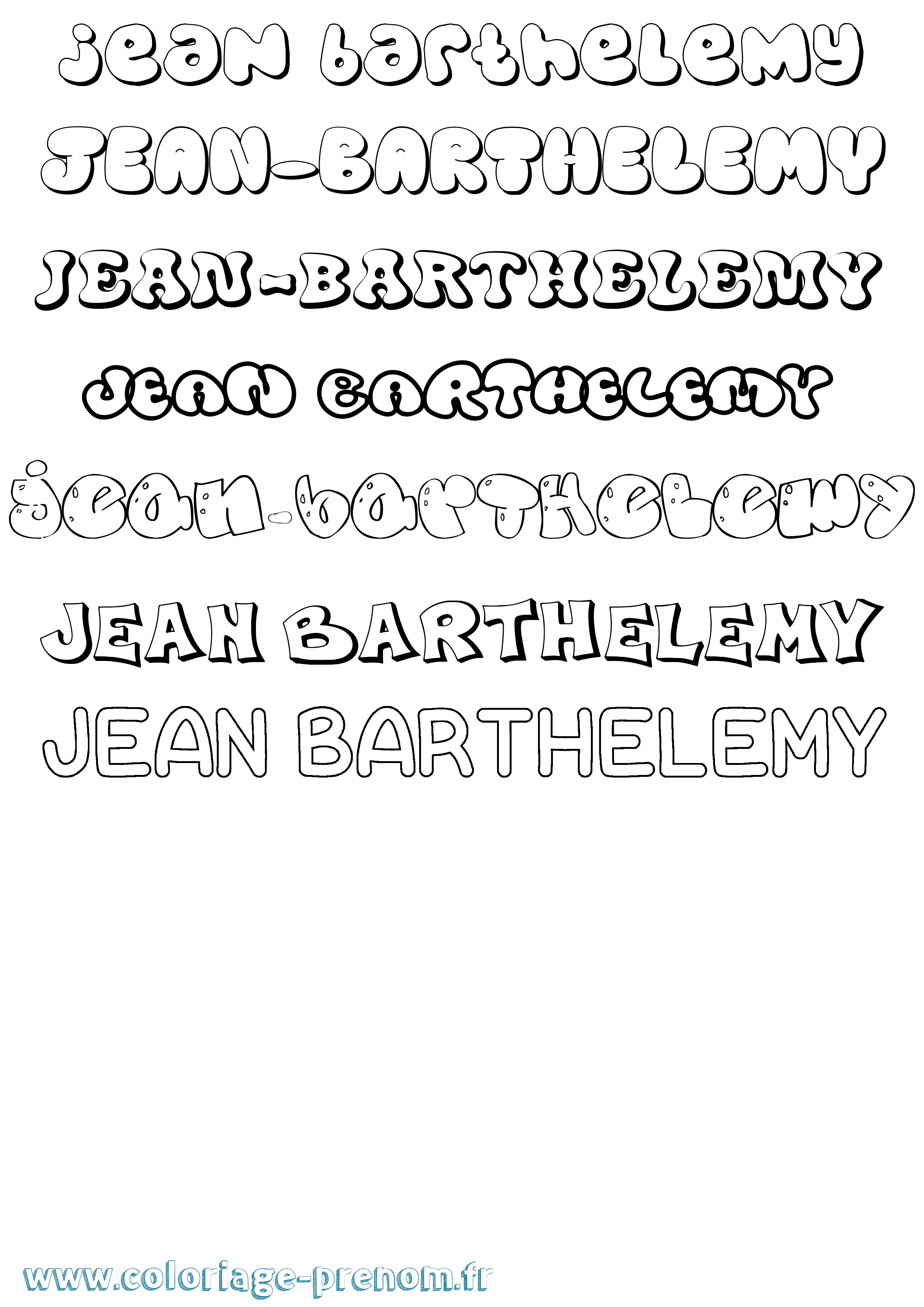 Coloriage Jean-Barthelemy Bubble Coloriage prénom Jean-Barthelemy Bubble
