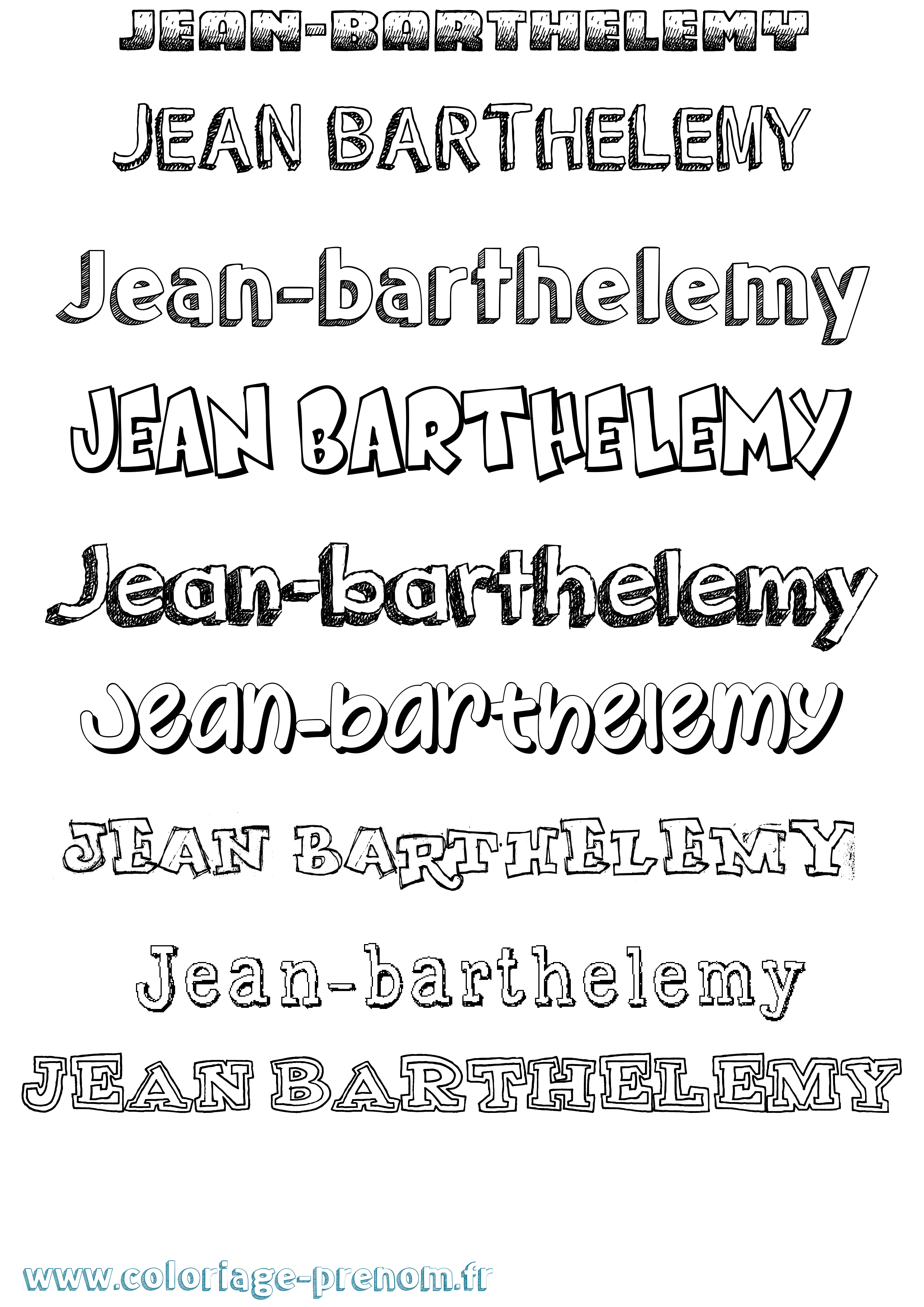 Coloriage Jean-Barthelemy Dessiné Coloriage prénom Jean-Barthelemy Dessiné