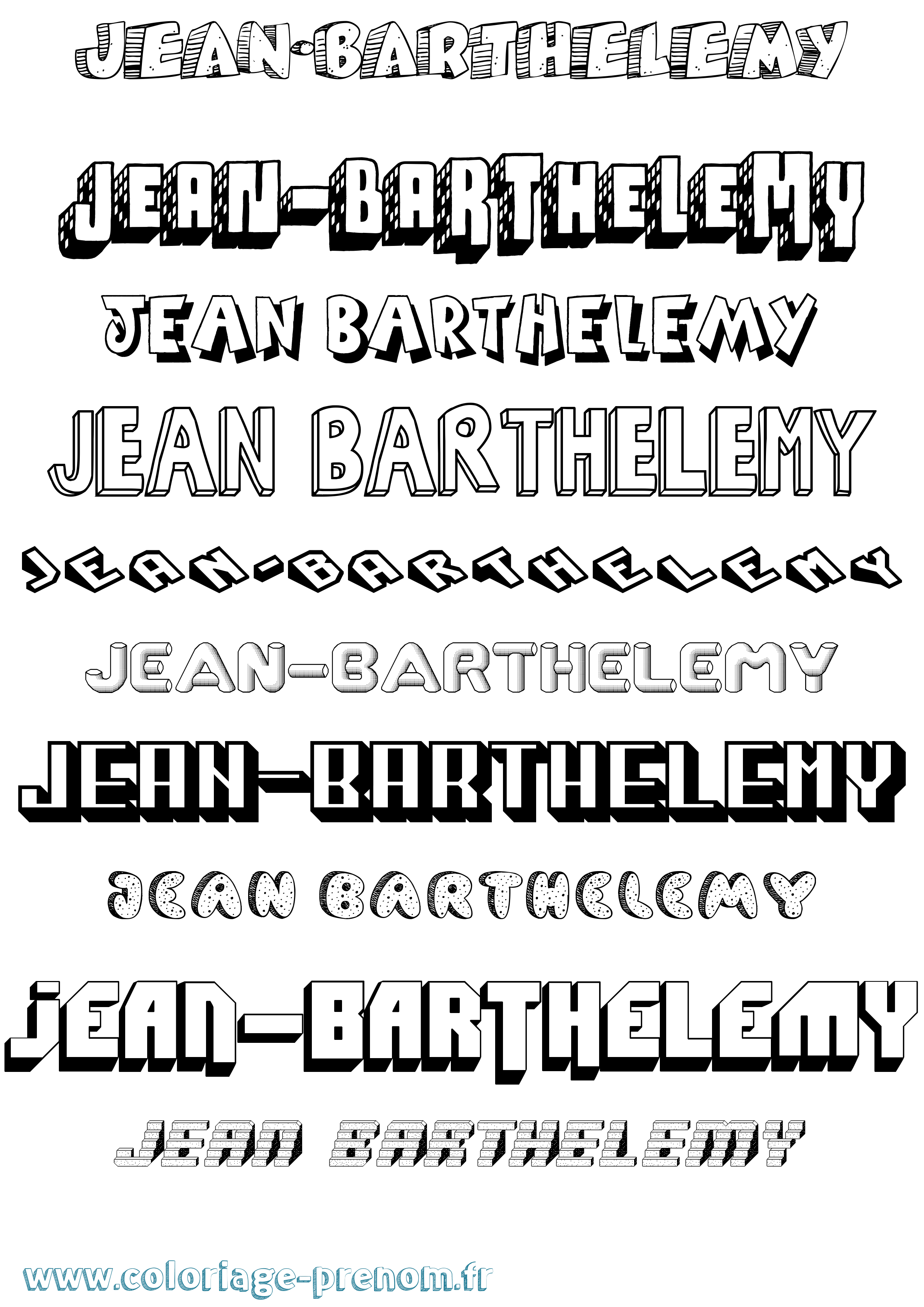 Coloriage Jean-Barthelemy Effet 3D Coloriage prénom Jean-Barthelemy Effet 3D