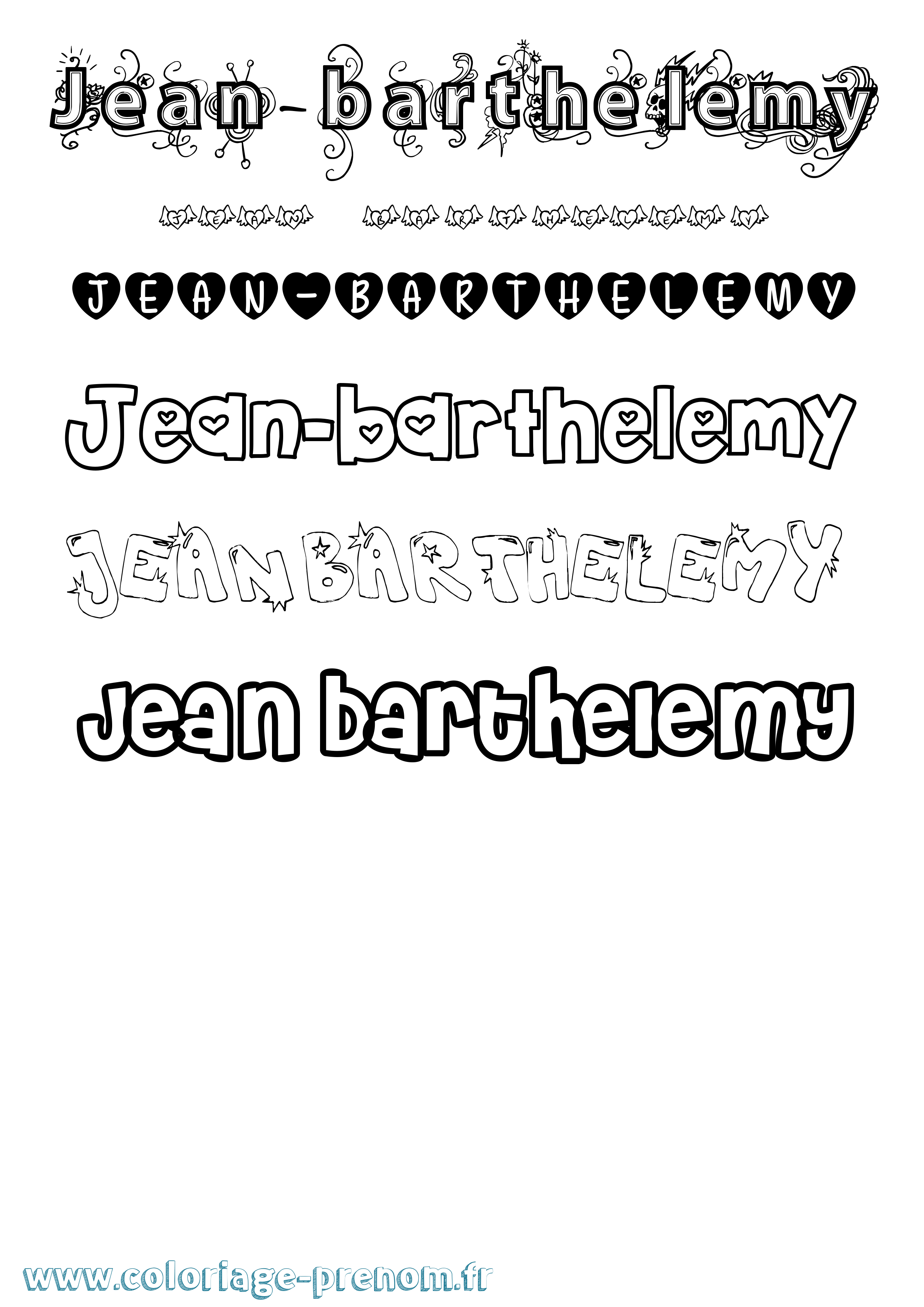 Coloriage Jean-Barthelemy Girly Coloriage prénom Jean-Barthelemy Girly