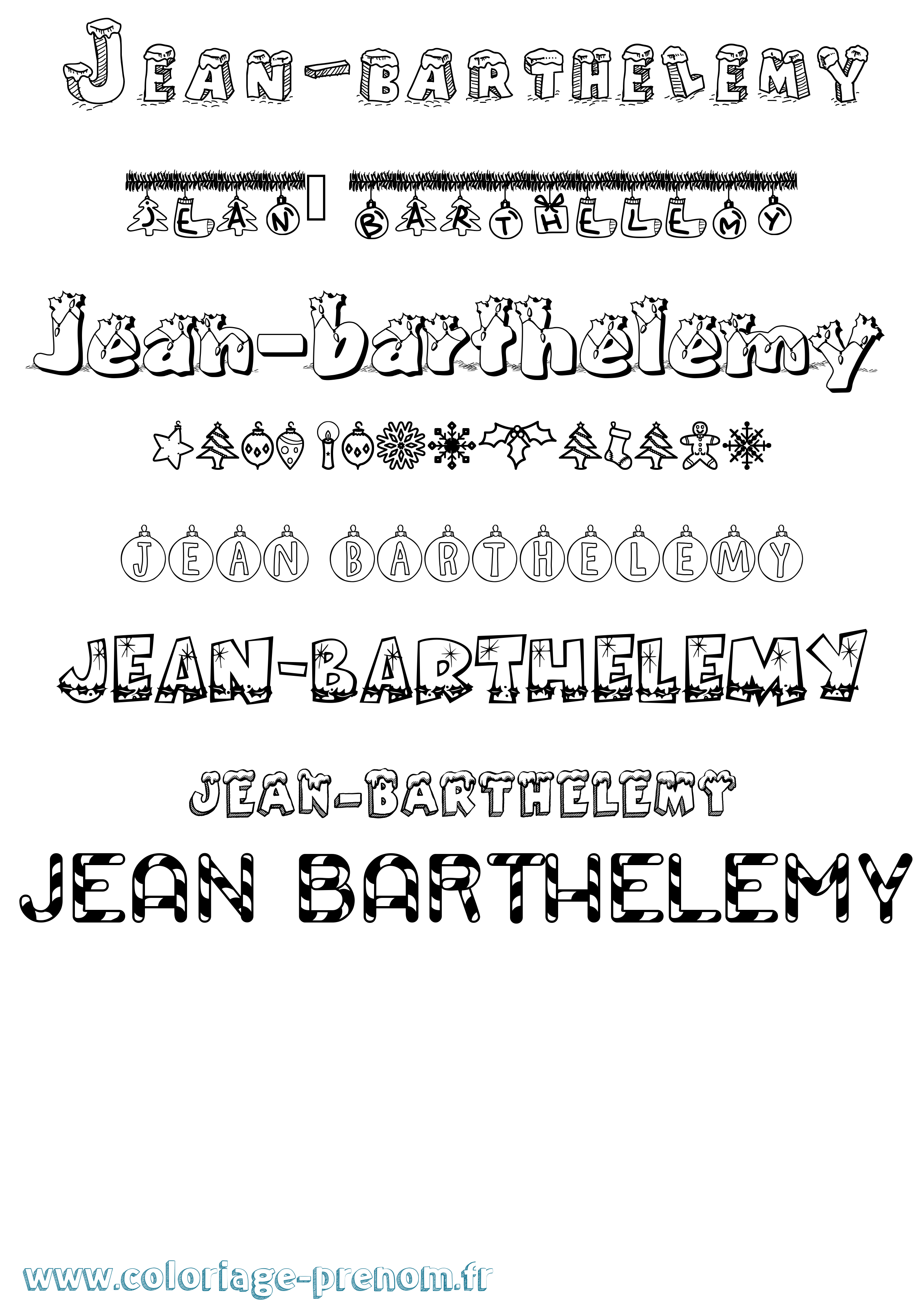 Coloriage Jean-Barthelemy Noël Coloriage prénom Jean-Barthelemy Noël
