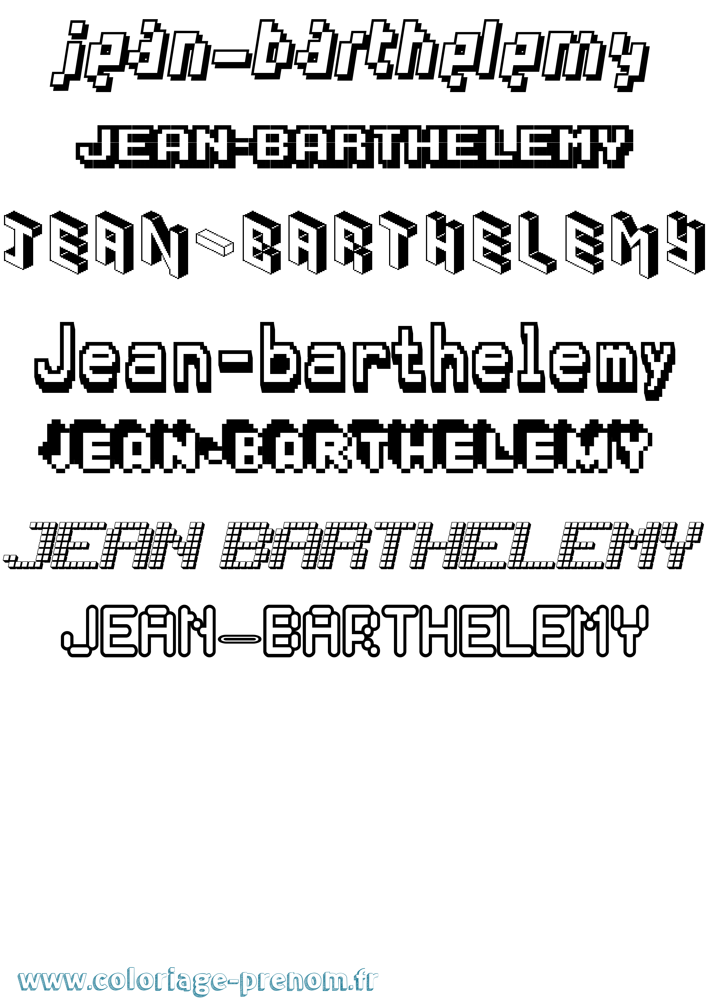 Coloriage Jean-Barthelemy Pixel Coloriage prénom Jean-Barthelemy Pixel