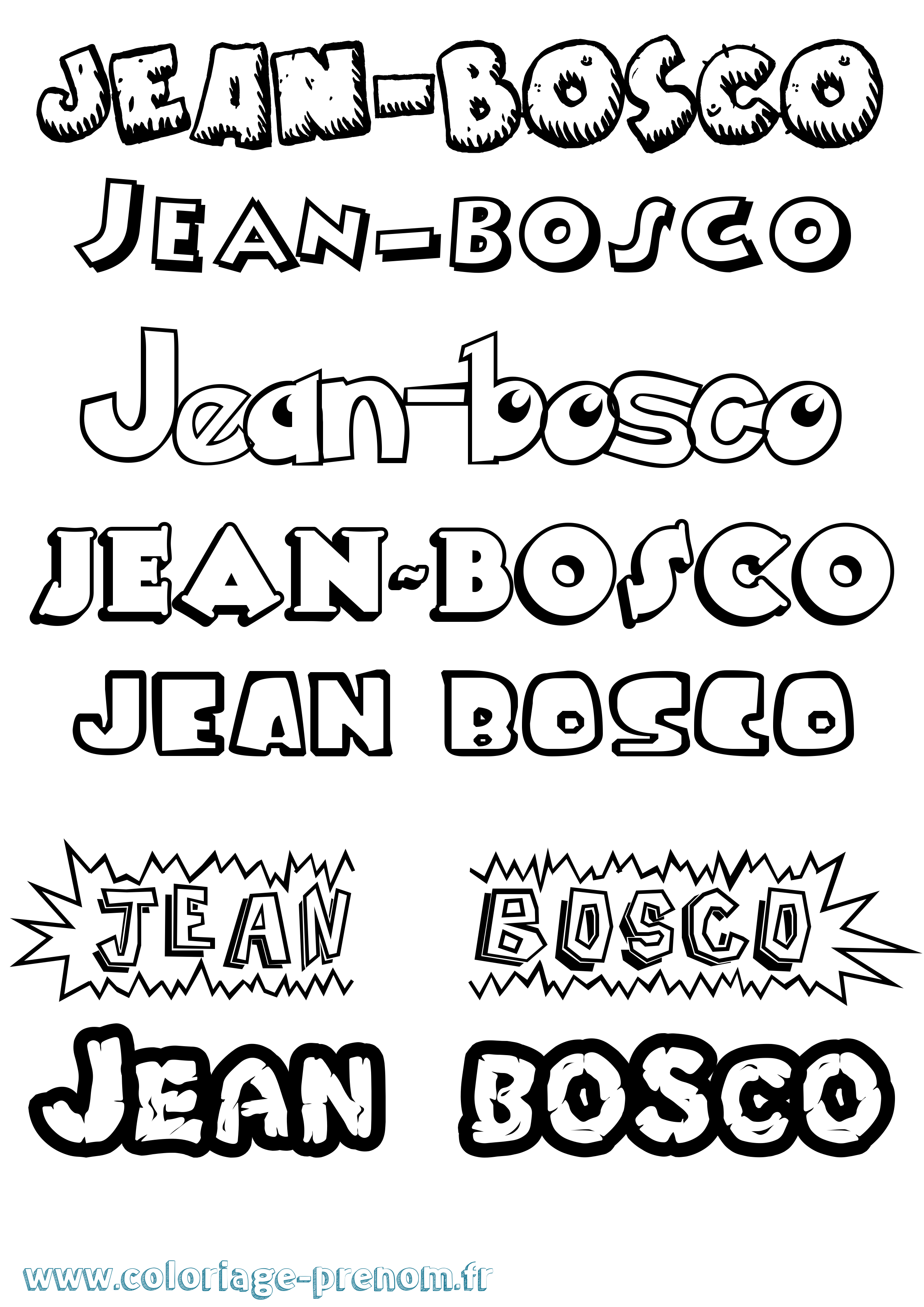 Coloriage Jean-Bosco Dessin Animé Coloriage prénom Jean-Bosco Dessin Animé