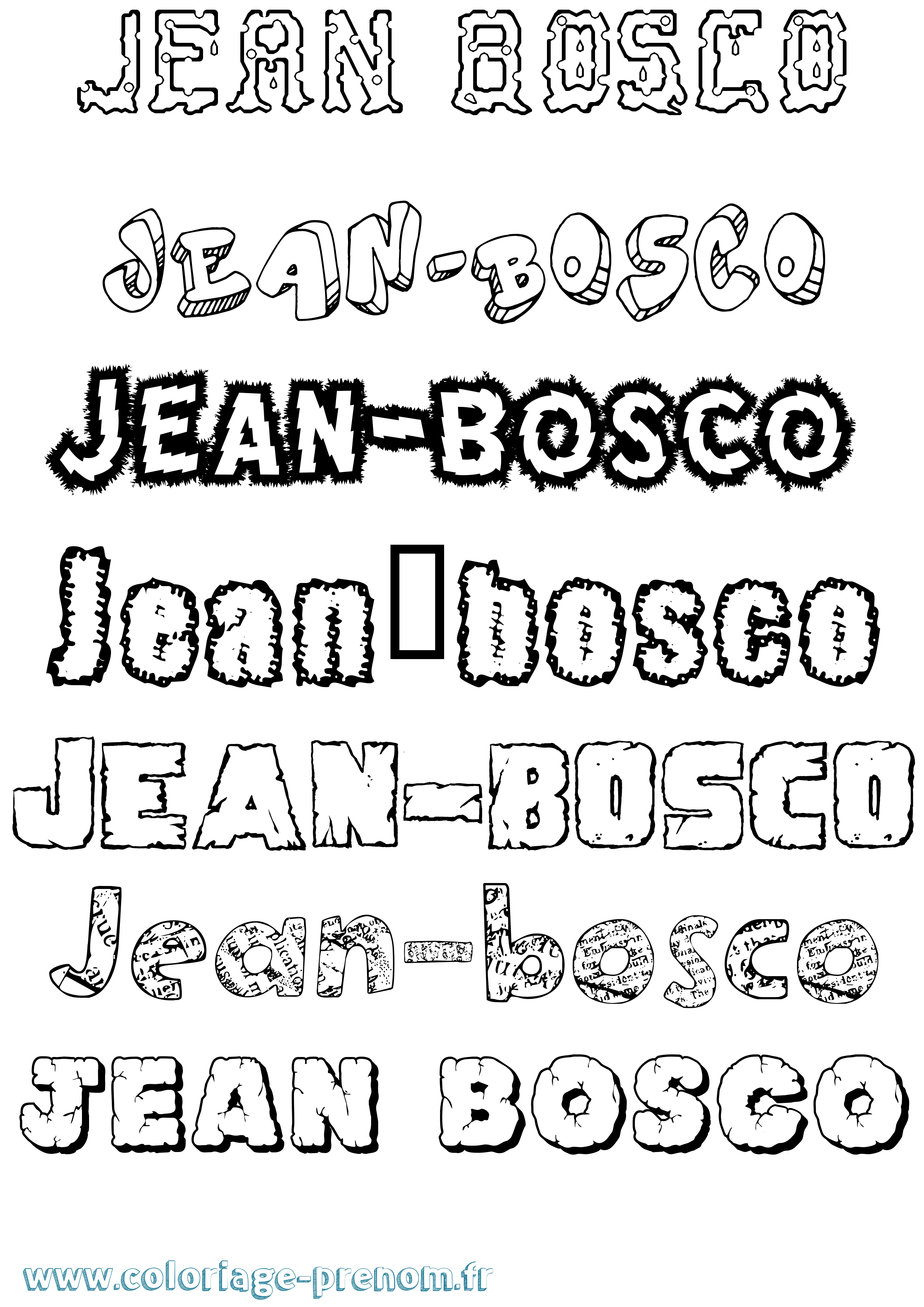 Coloriage Jean-Bosco Destructuré Coloriage prénom Jean-Bosco Destructuré