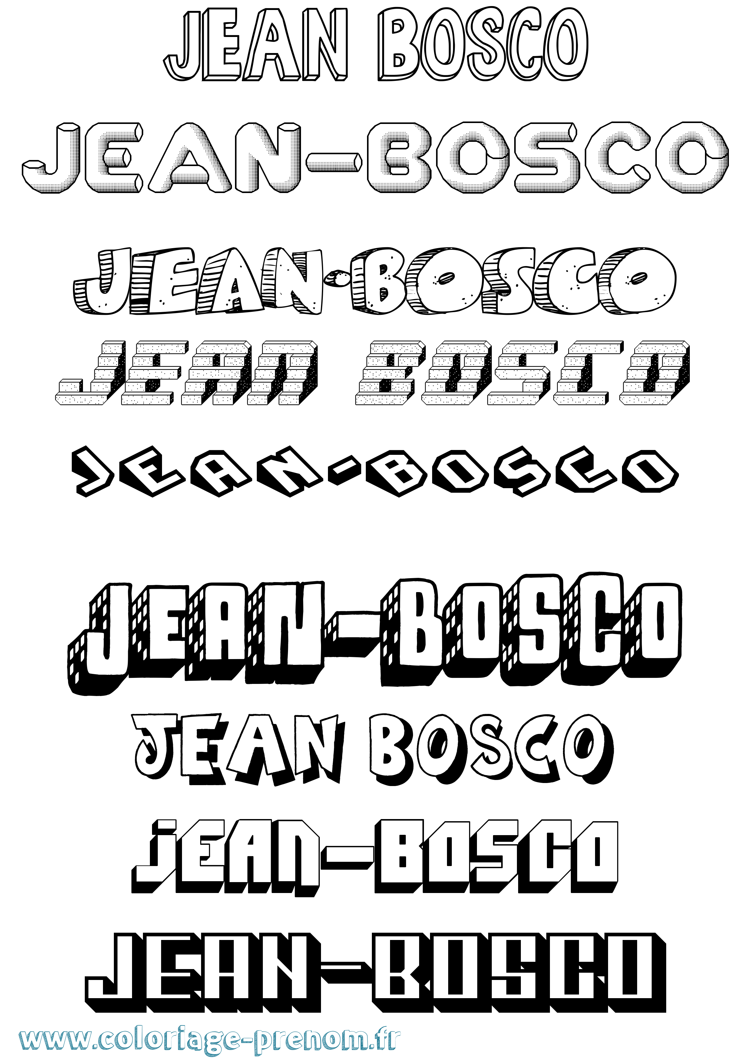 Coloriage Jean-Bosco Effet 3D Coloriage prénom Jean-Bosco Effet 3D