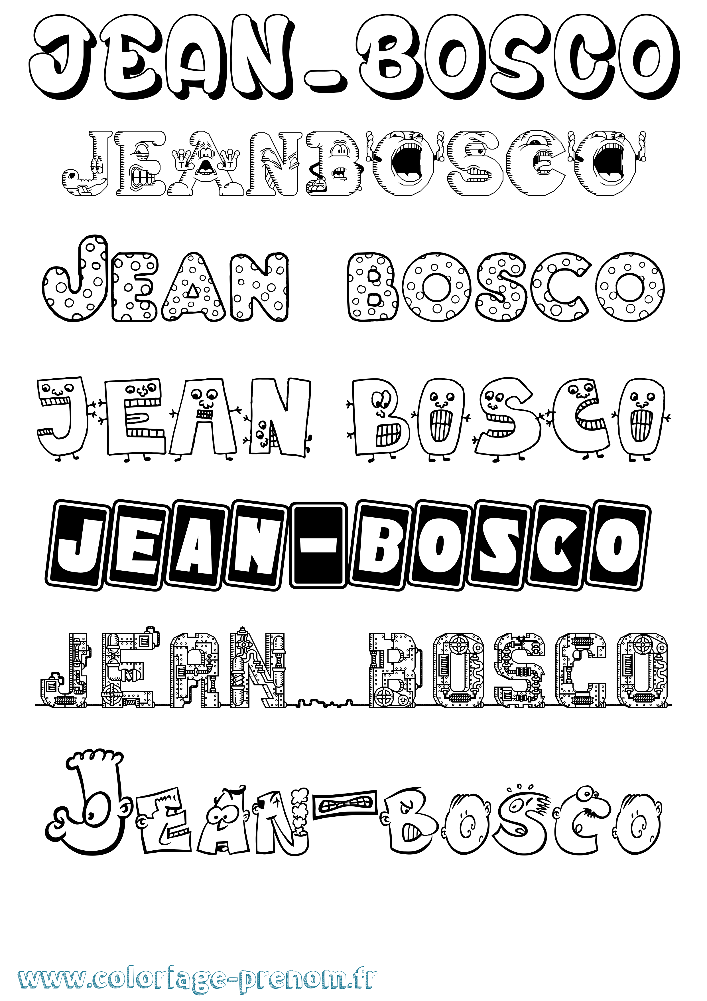 Coloriage Jean-Bosco Fun Coloriage prénom Jean-Bosco Fun