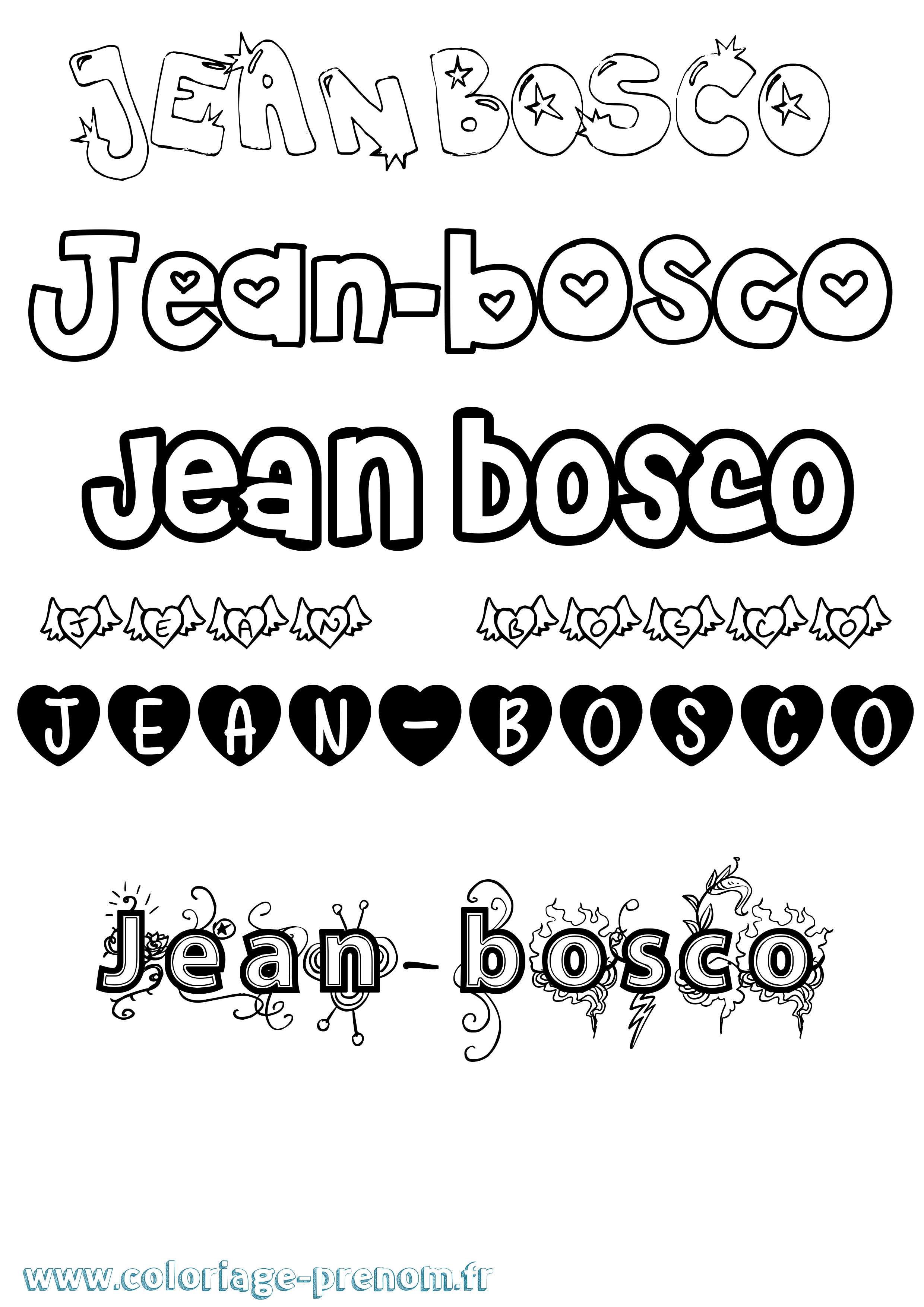 Coloriage Jean-Bosco Girly Coloriage prénom Jean-Bosco Girly