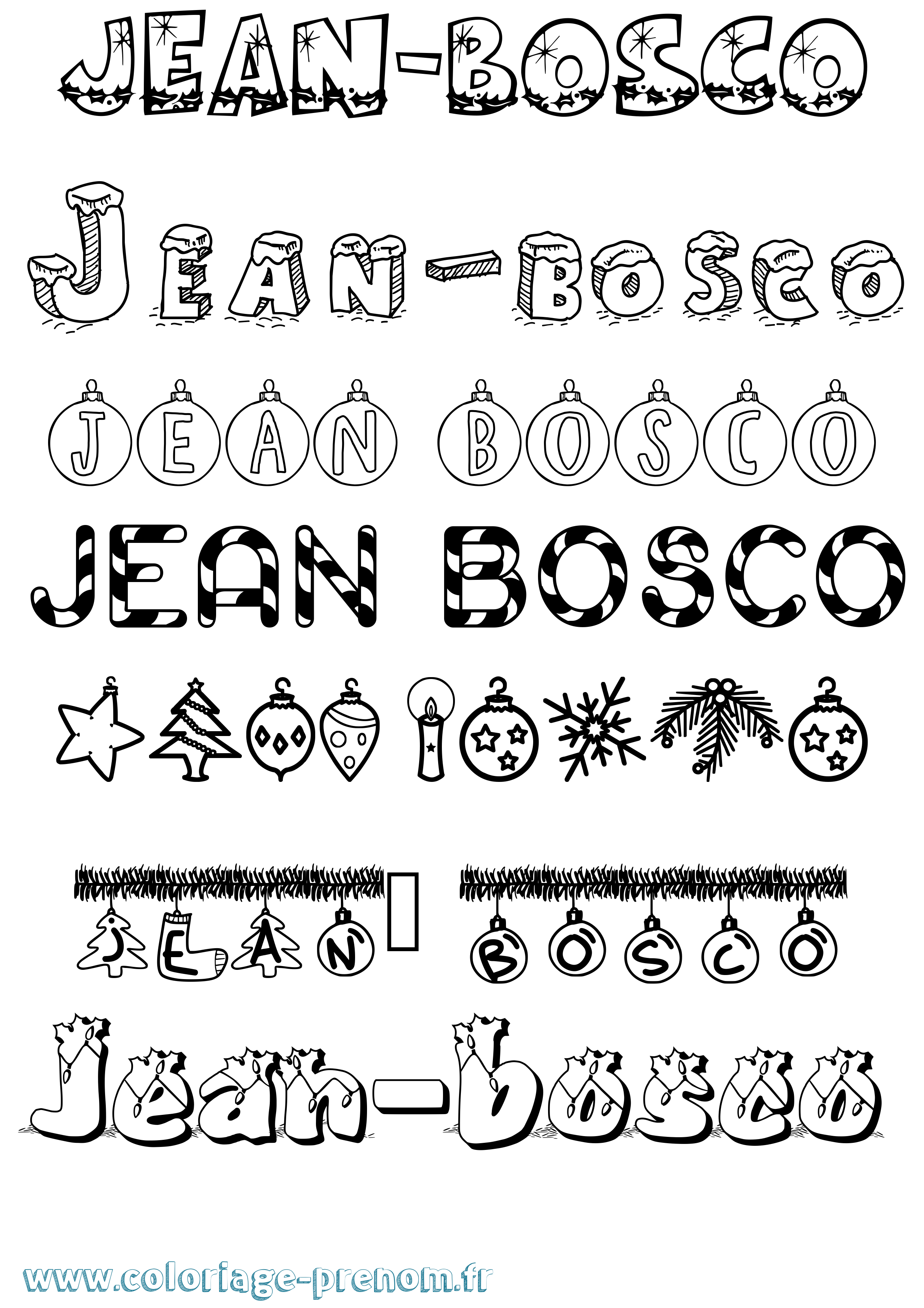 Coloriage Jean-Bosco Noël Coloriage prénom Jean-Bosco Noël