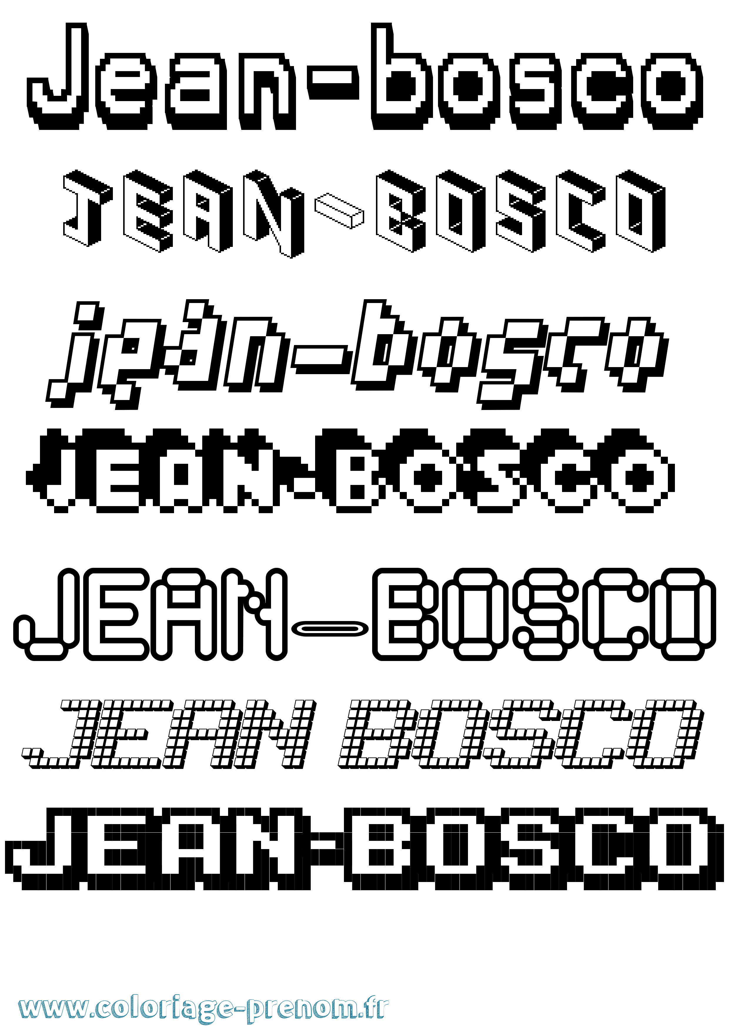 Coloriage Jean-Bosco Pixel Coloriage prénom Jean-Bosco Pixel