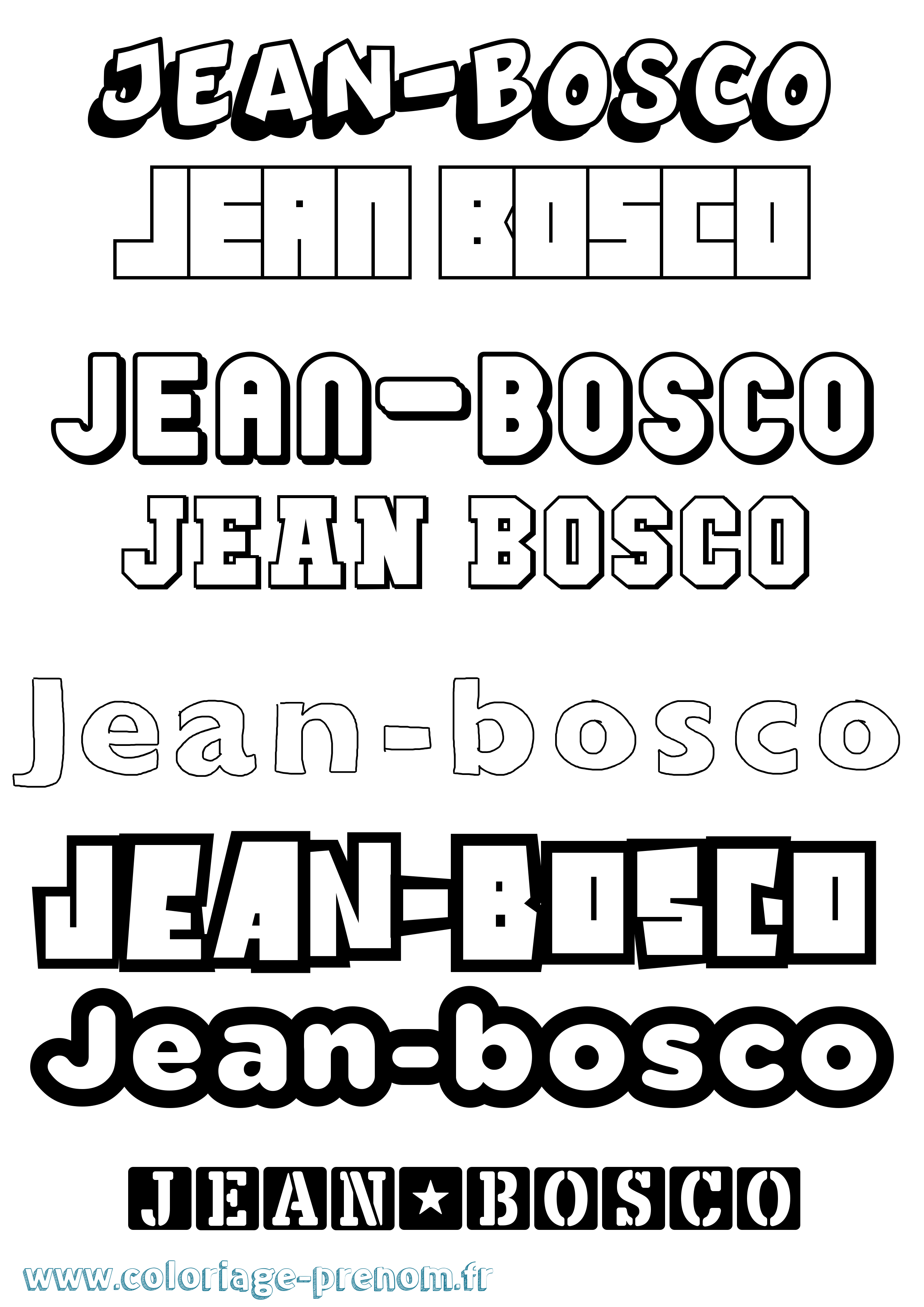 Coloriage Jean-Bosco Simple Coloriage prénom Jean-Bosco Simple