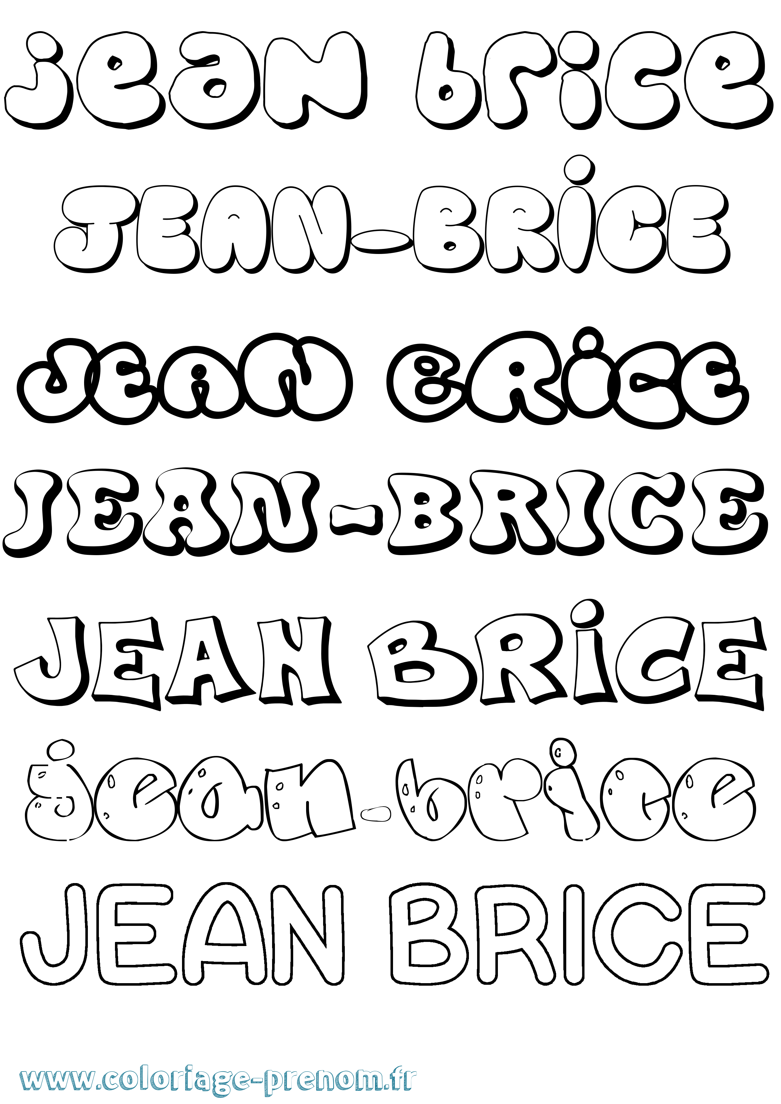 Coloriage Jean-Brice Bubble Coloriage prénom Jean-Brice Bubble