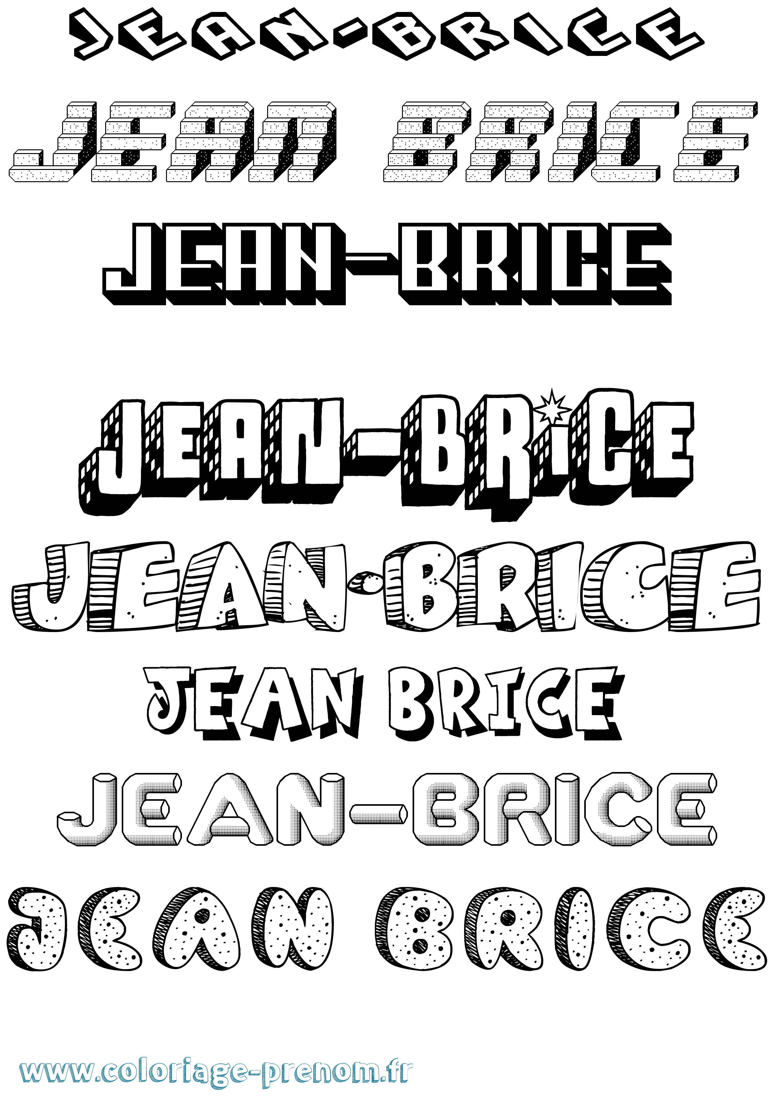 Coloriage Jean-Brice Effet 3D Coloriage prénom Jean-Brice Effet 3D