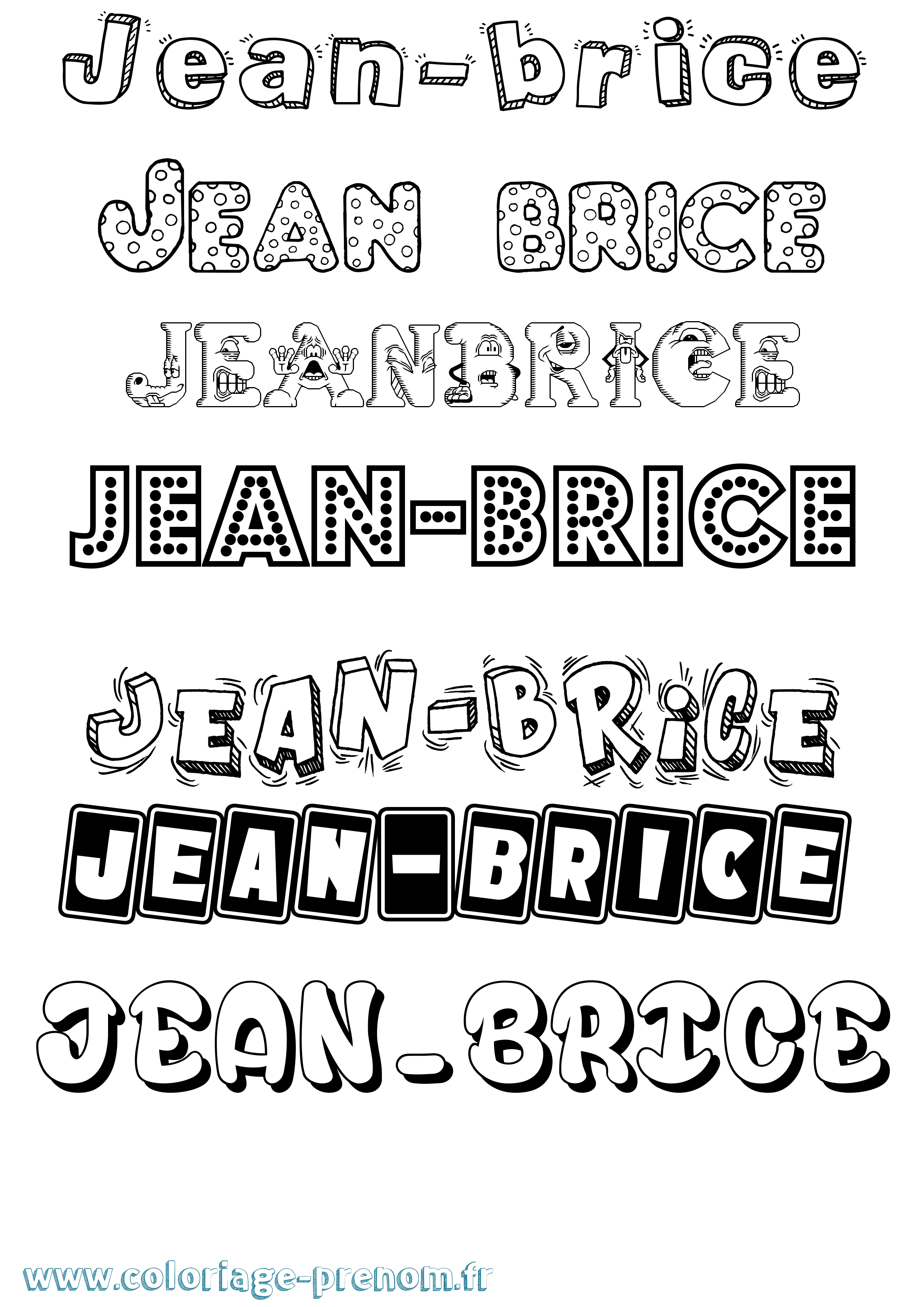 Coloriage Jean-Brice Fun Coloriage prénom Jean-Brice Fun