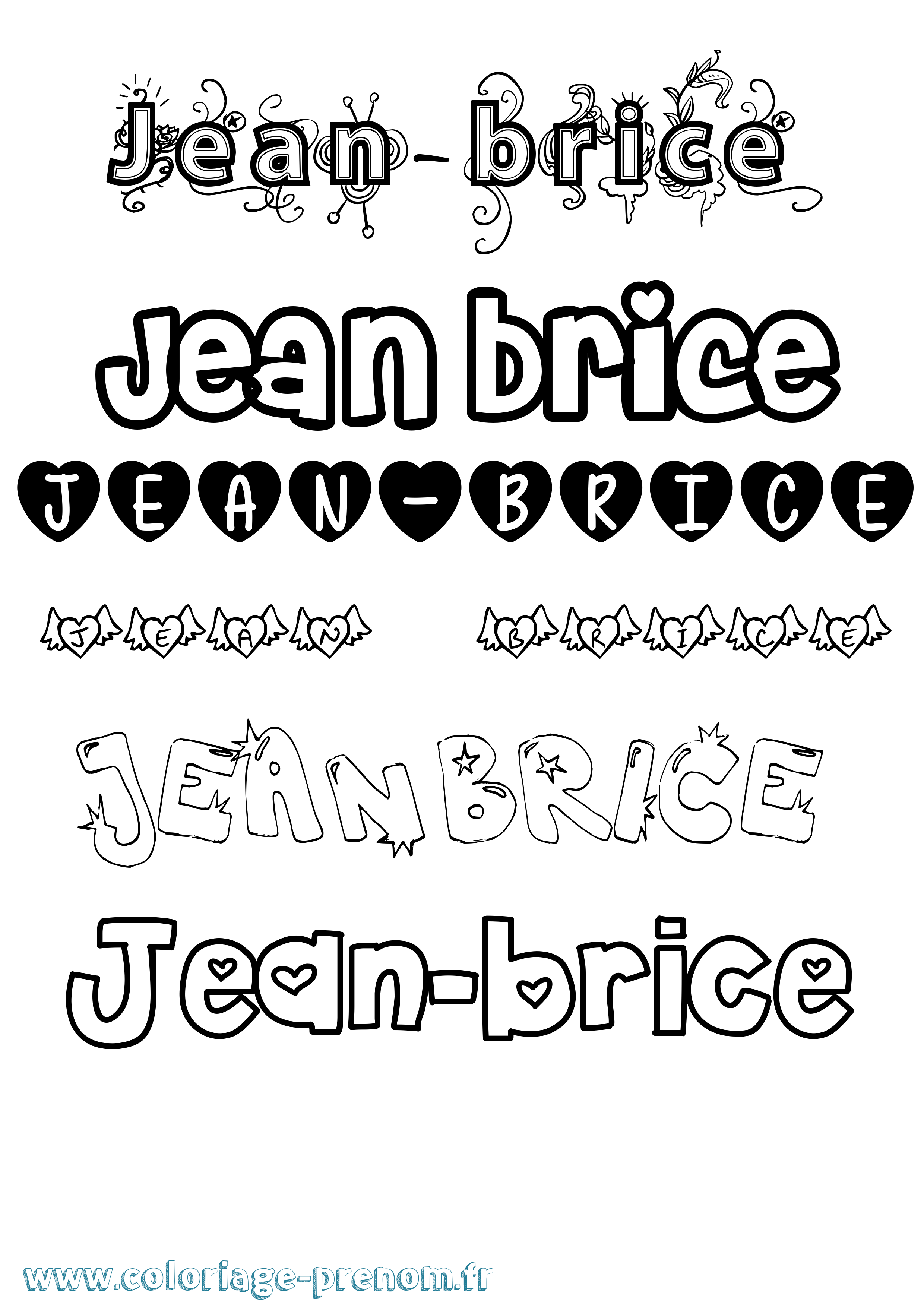 Coloriage Jean-Brice Girly Coloriage prénom Jean-Brice Girly