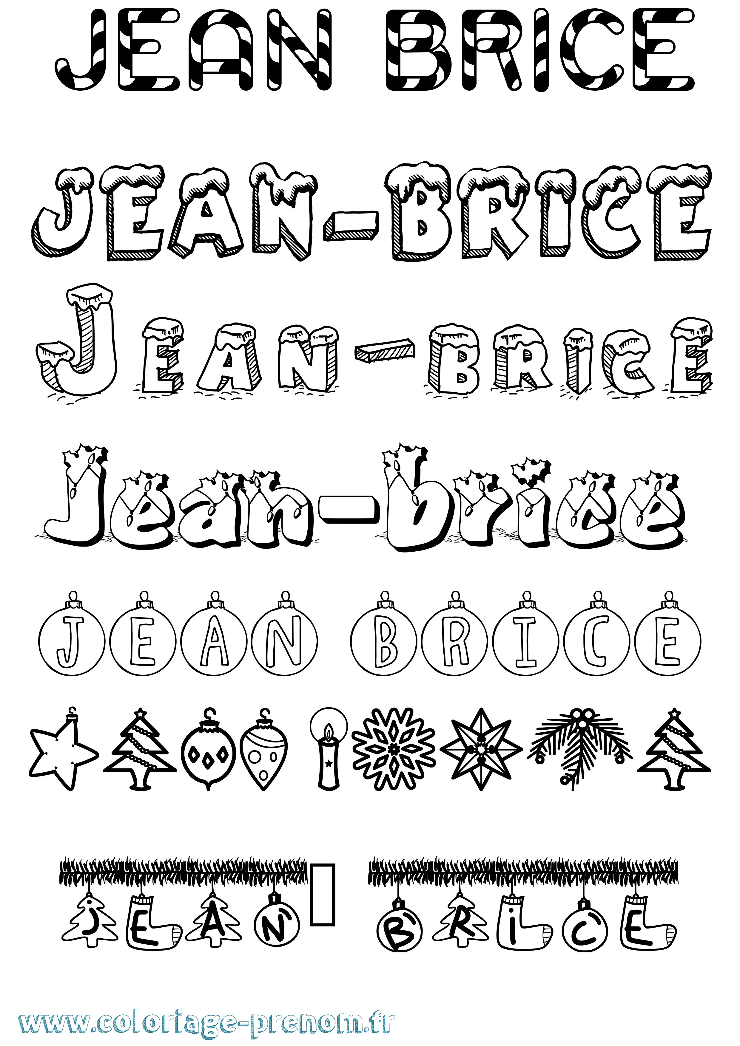 Coloriage Jean-Brice Noël Coloriage prénom Jean-Brice Noël