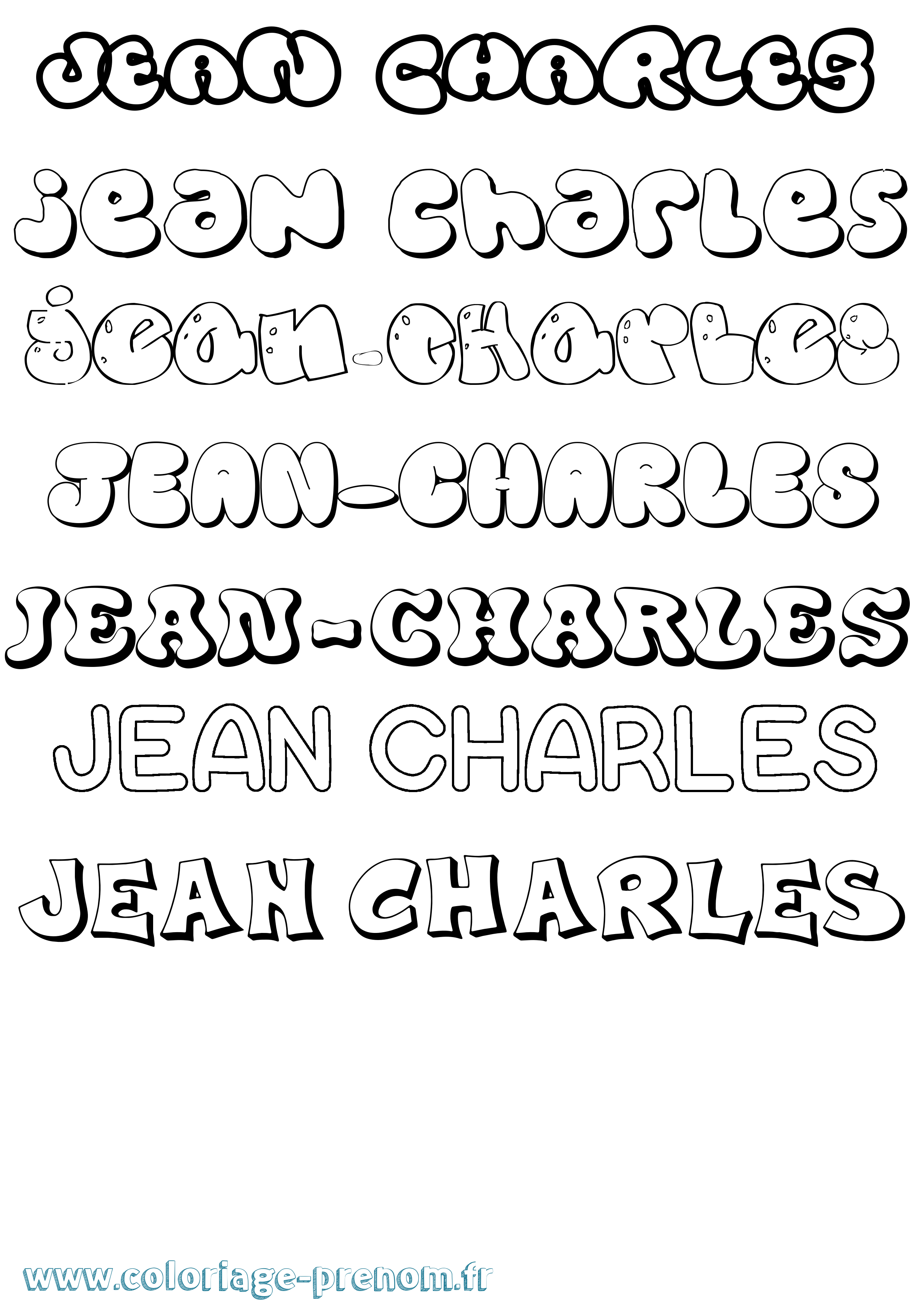 Coloriage Jean-Charles Bubble Coloriage prénom Jean-Charles Bubble