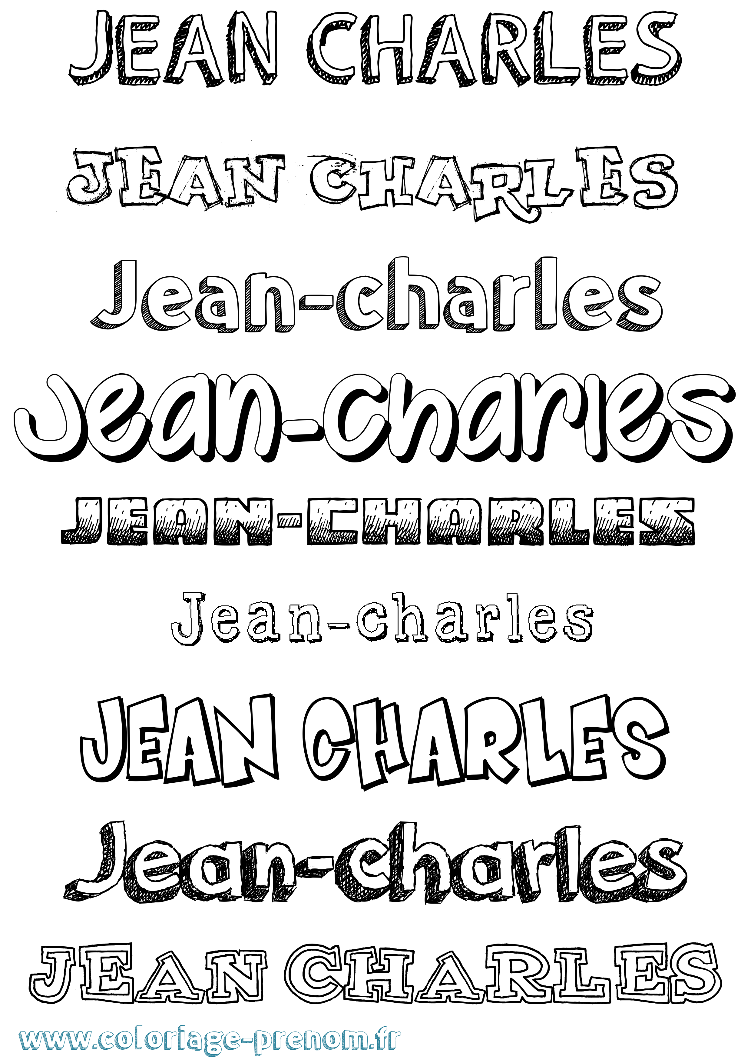 Coloriage Jean-Charles Dessiné Coloriage prénom Jean-Charles Dessiné