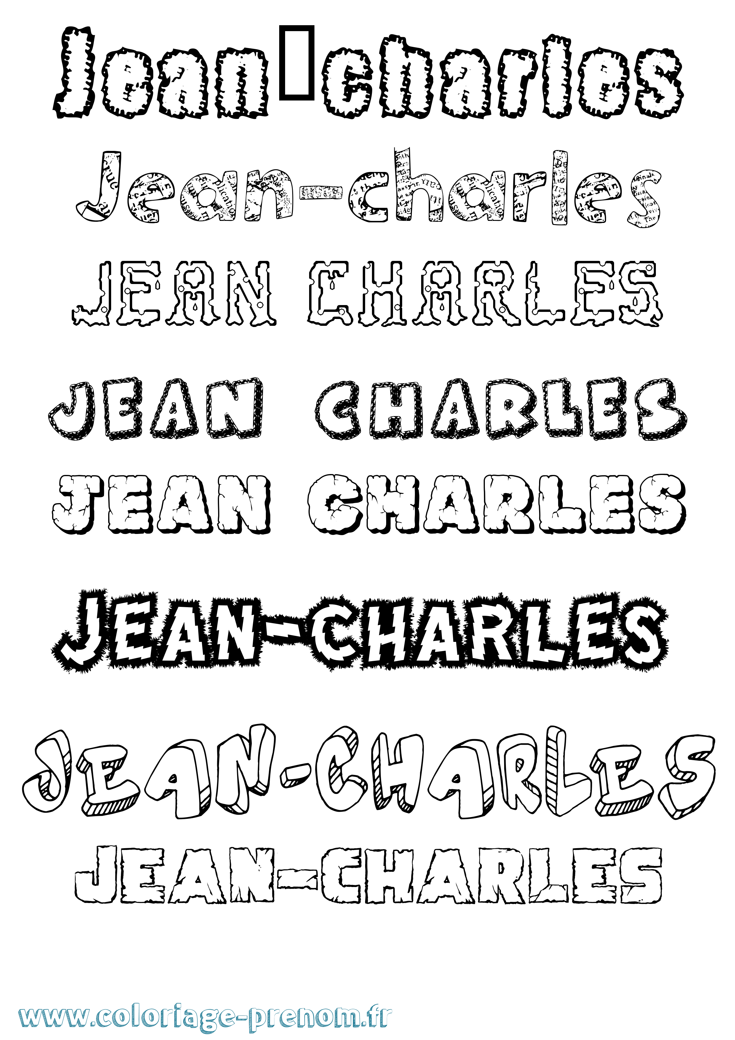Coloriage Jean-Charles Destructuré Coloriage prénom Jean-Charles Destructuré