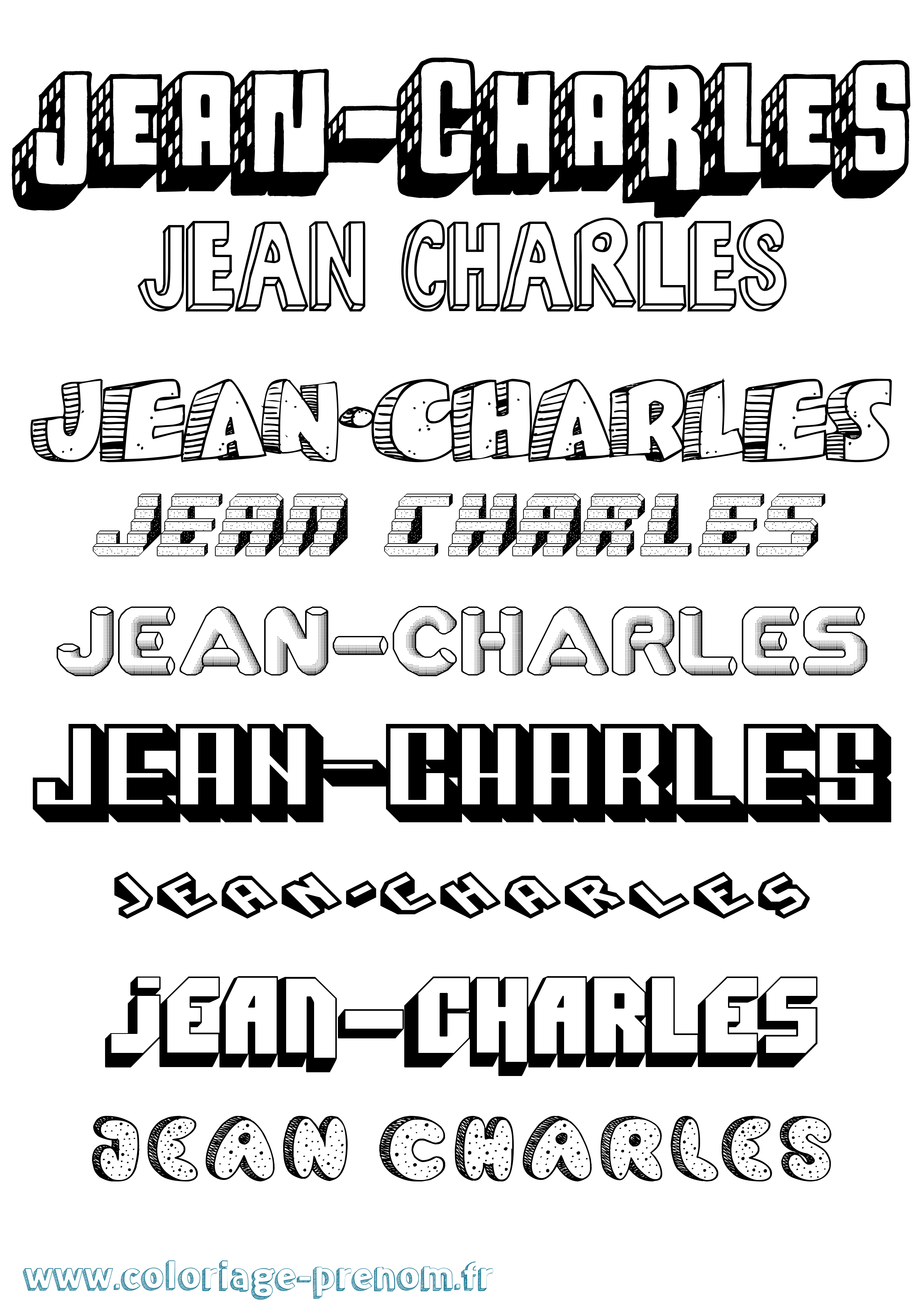 Coloriage Jean-Charles Effet 3D Coloriage prénom Jean-Charles Effet 3D