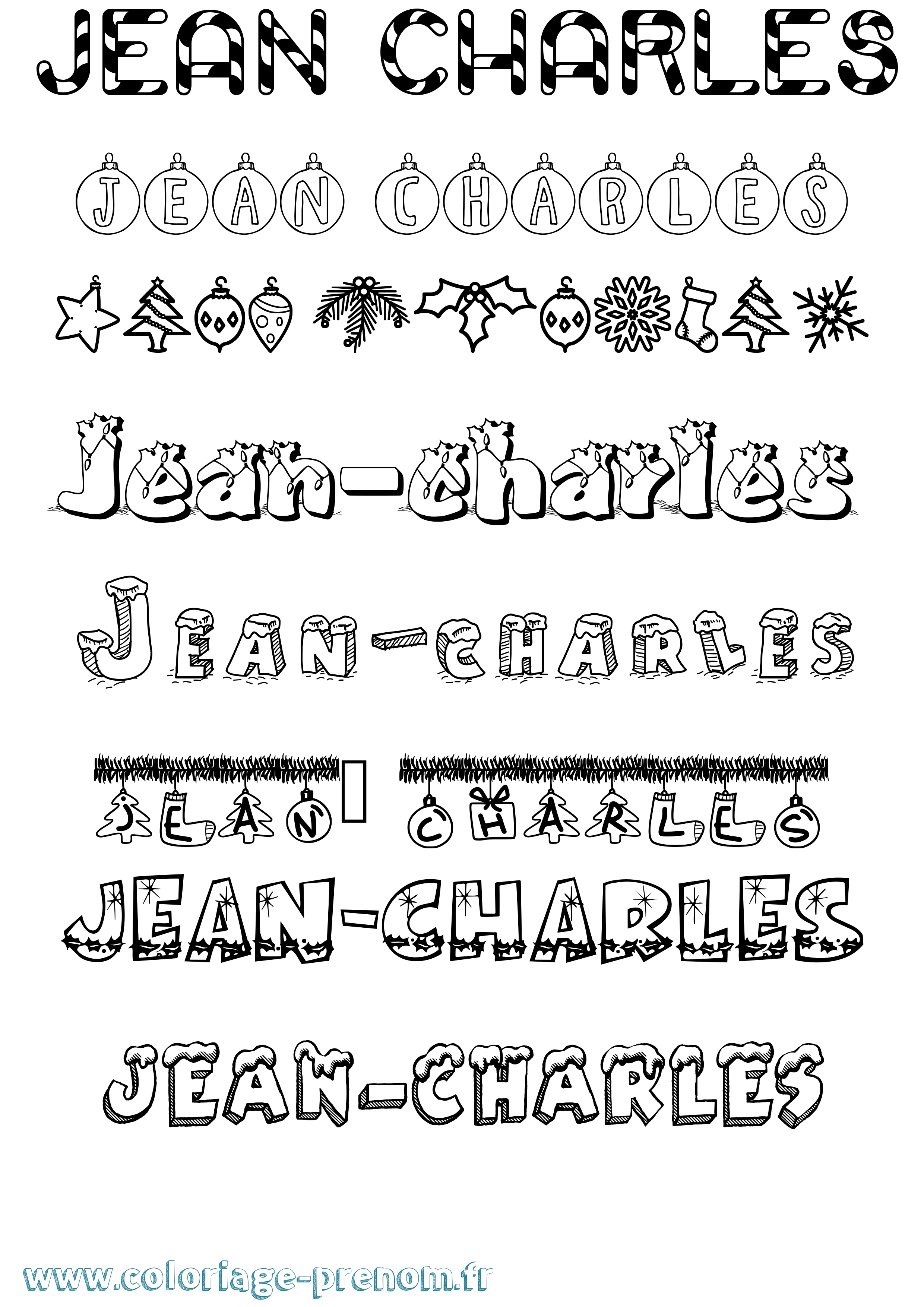 Coloriage Jean-Charles Noël Coloriage prénom Jean-Charles Noël