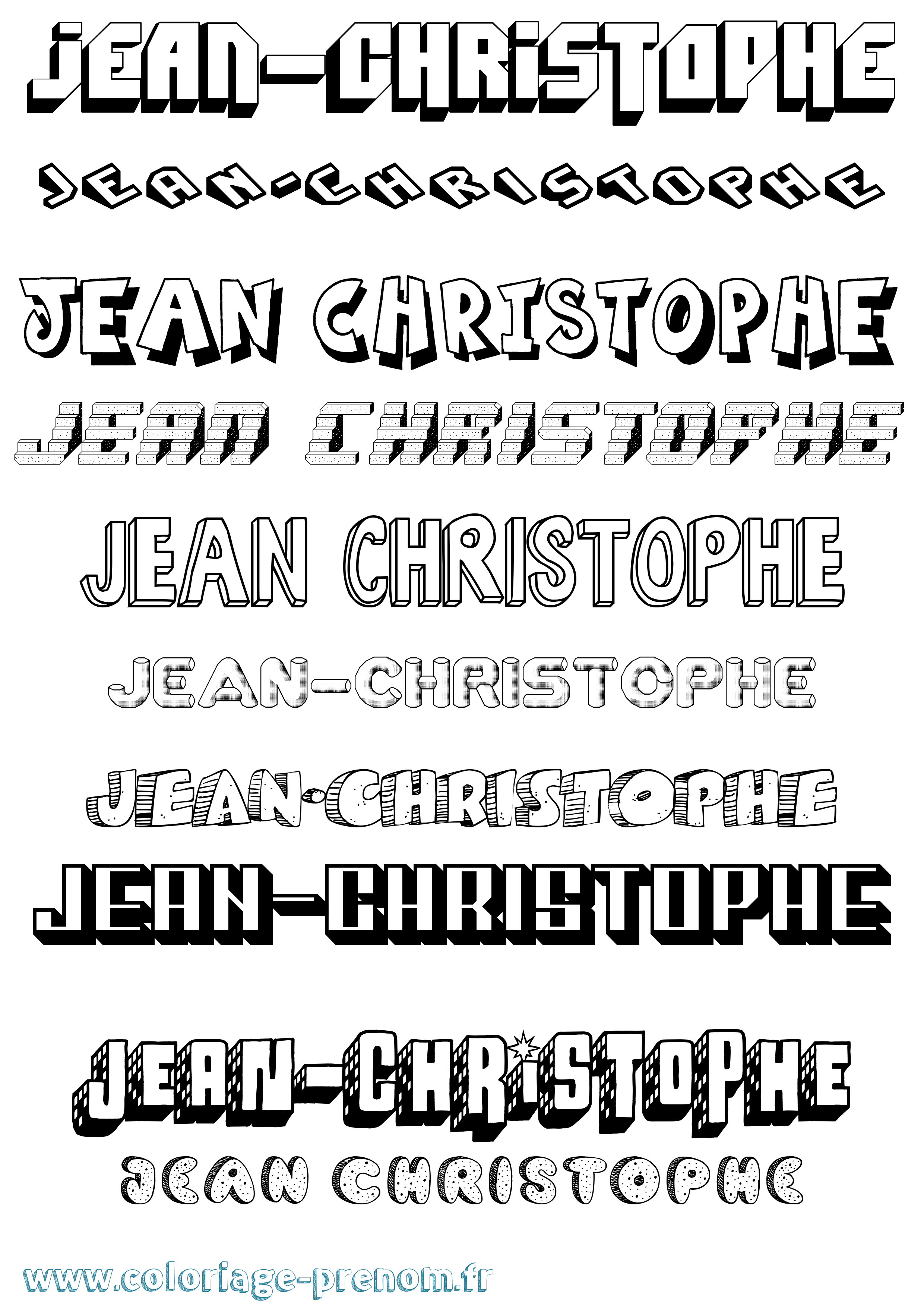 Coloriage Jean-Christophe Effet 3D Coloriage prénom Jean-Christophe Effet 3D