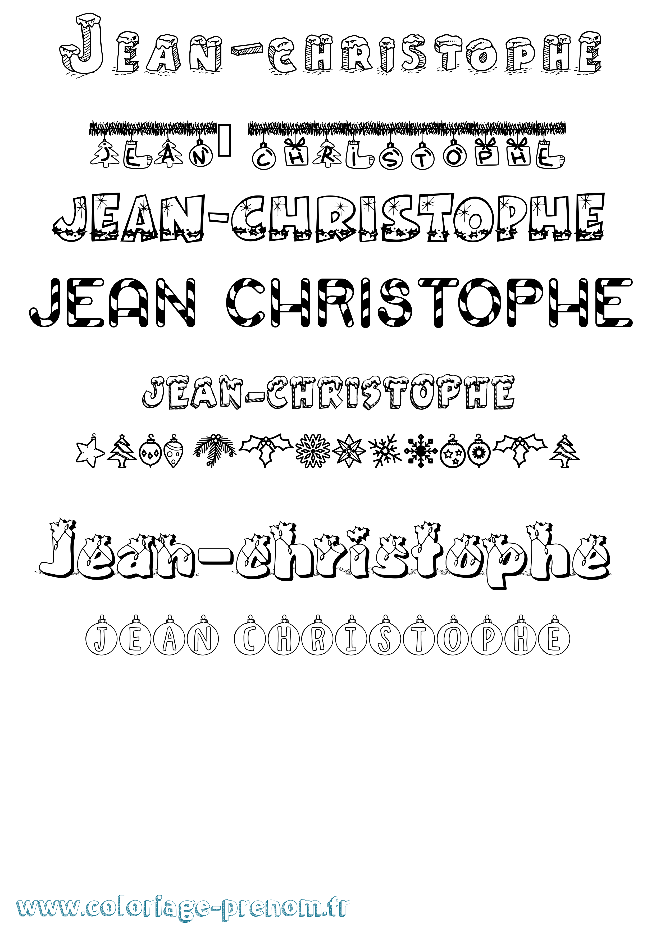 Coloriage Jean-Christophe Noël Coloriage prénom Jean-Christophe Noël