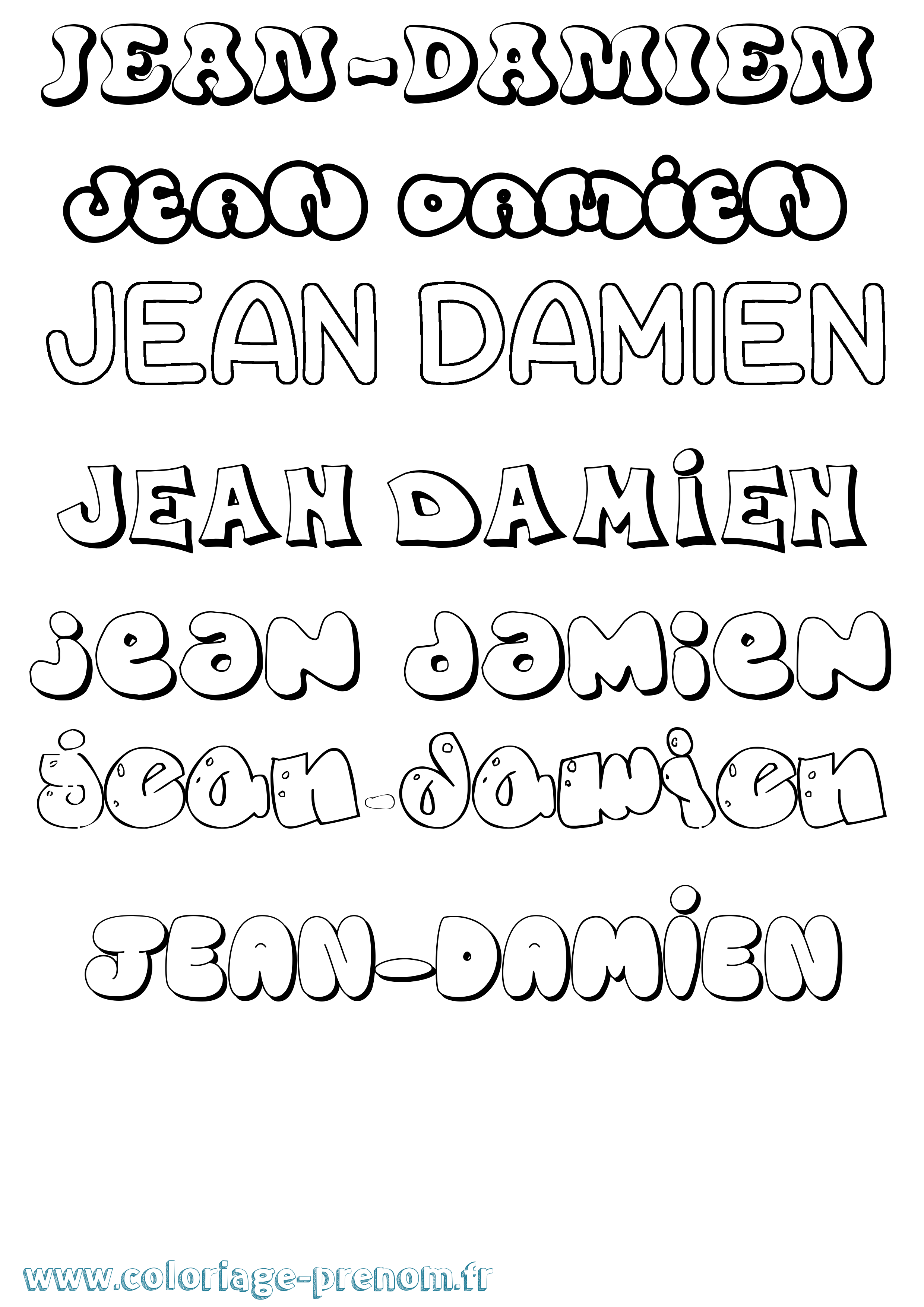 Coloriage Jean-Damien Bubble Coloriage prénom Jean-Damien Bubble