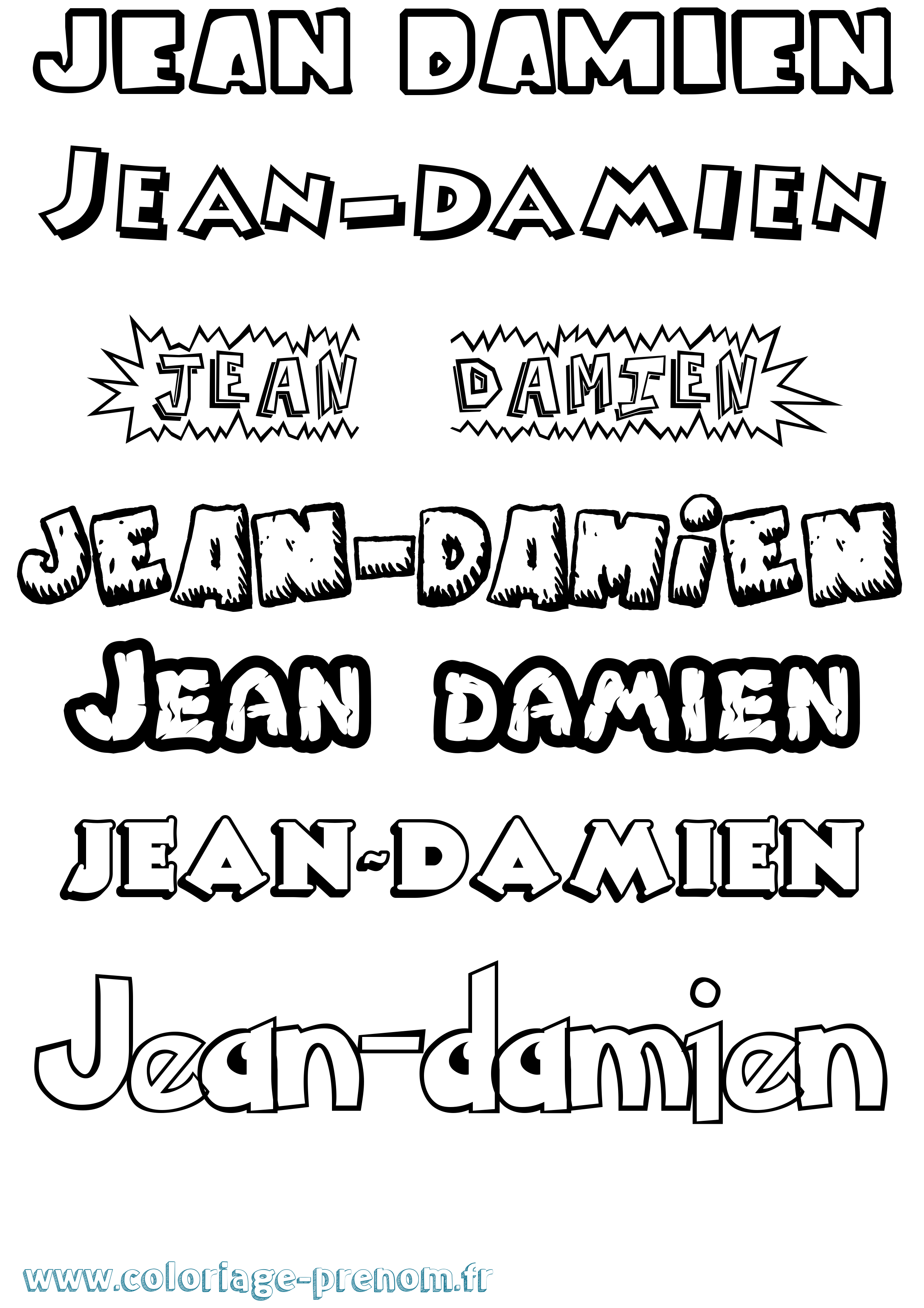 Coloriage Jean-Damien Dessin Animé Coloriage prénom Jean-Damien Dessin Animé