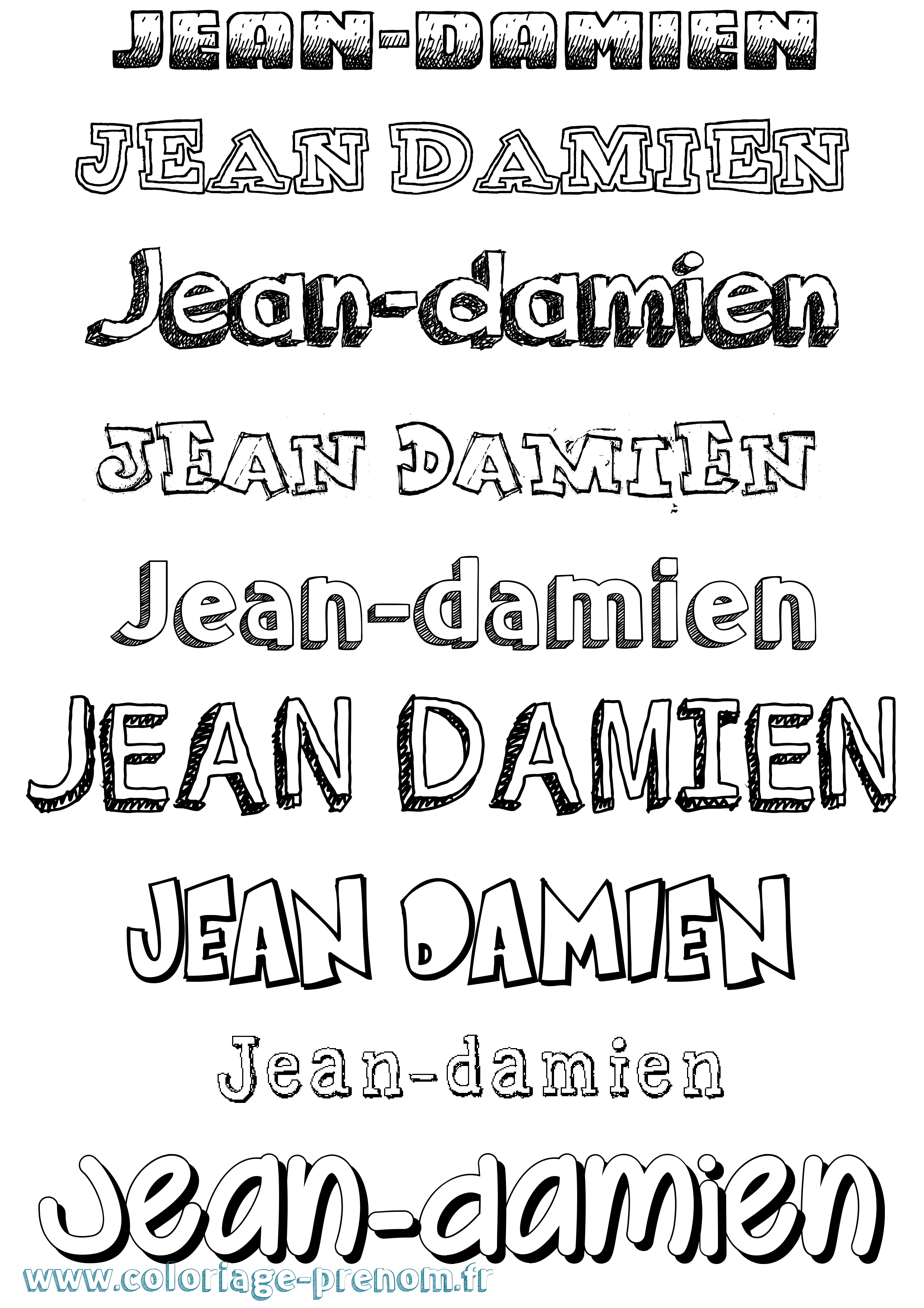 Coloriage Jean-Damien Dessiné Coloriage prénom Jean-Damien Dessiné