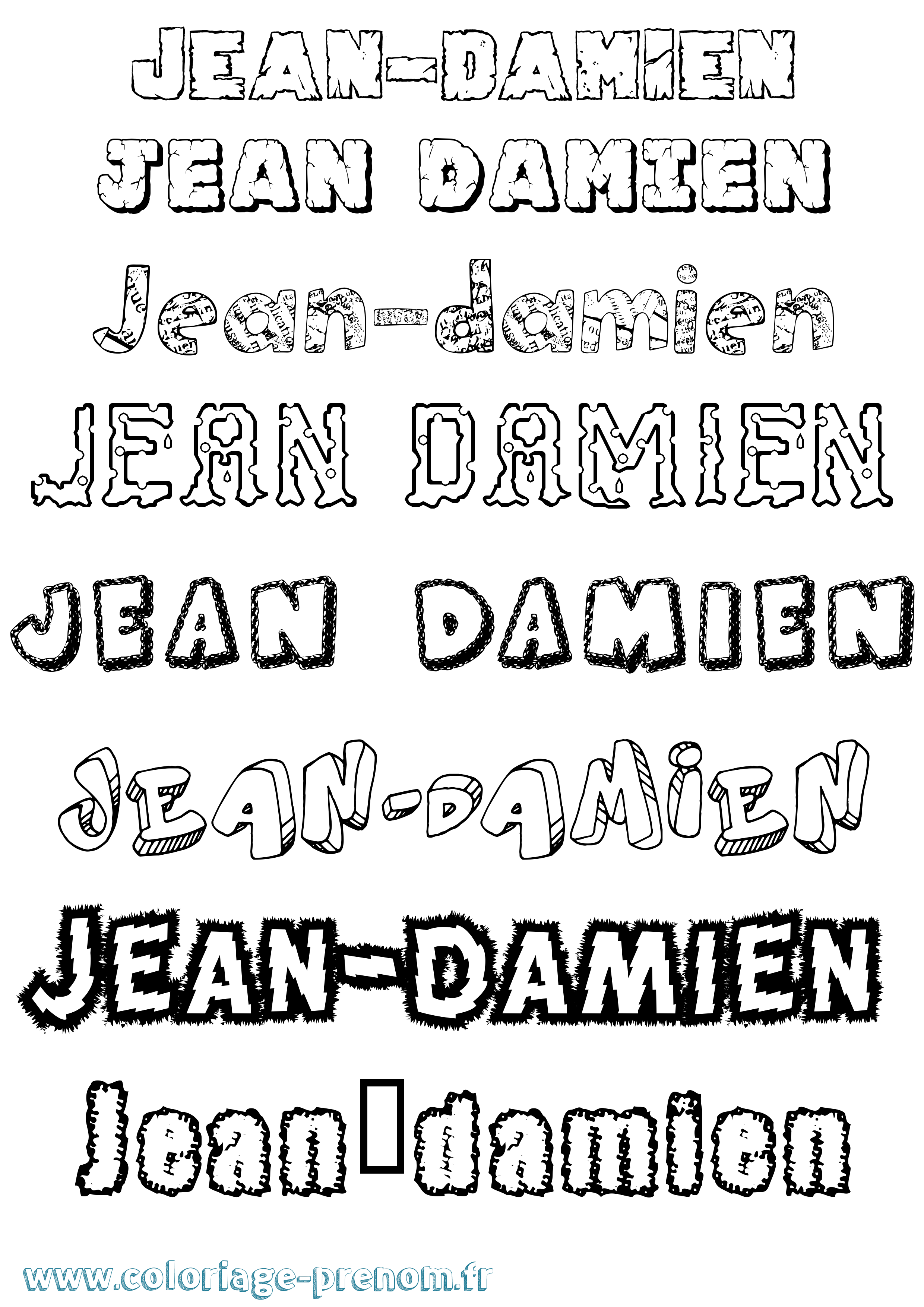 Coloriage Jean-Damien Destructuré Coloriage prénom Jean-Damien Destructuré