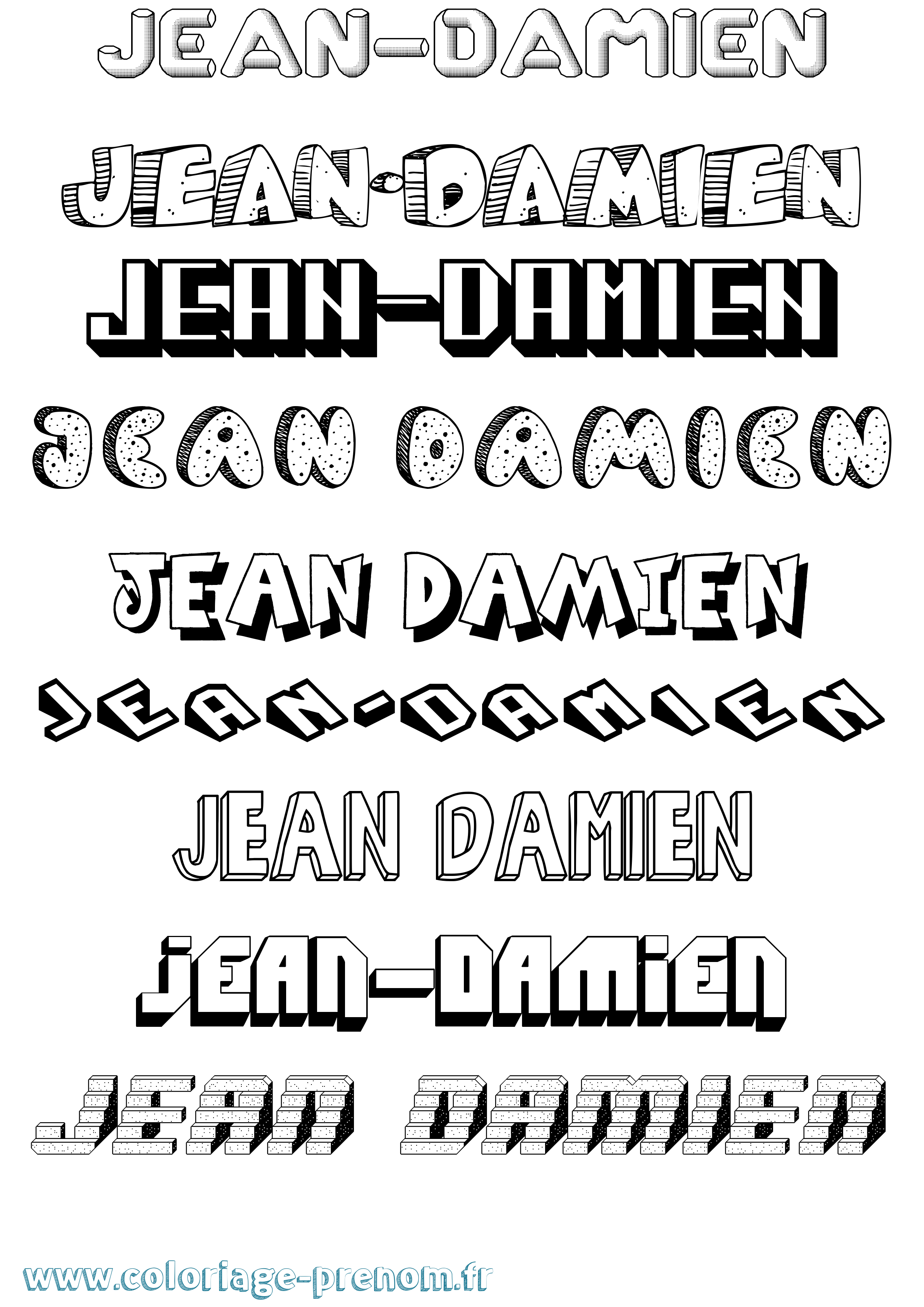 Coloriage Jean-Damien Effet 3D Coloriage prénom Jean-Damien Effet 3D