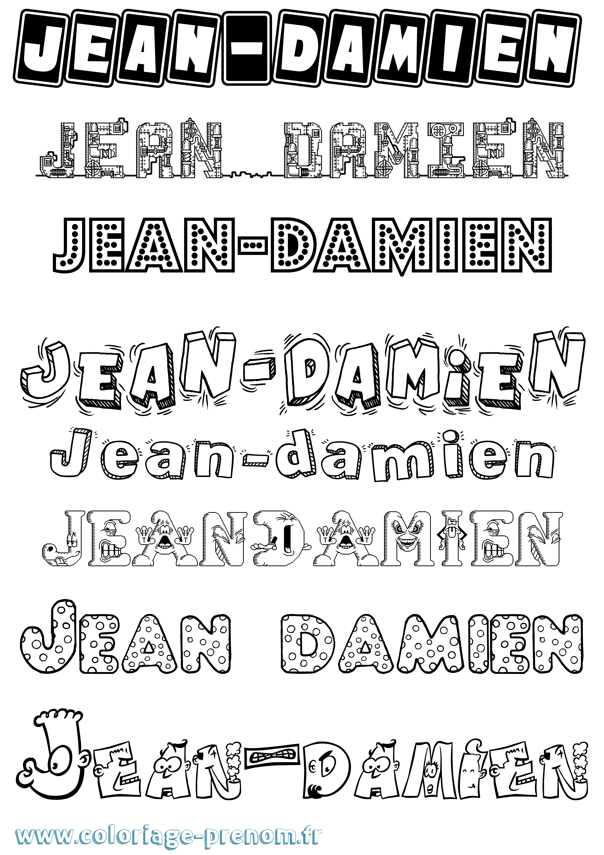 Coloriage Jean-Damien Fun Coloriage prénom Jean-Damien Fun