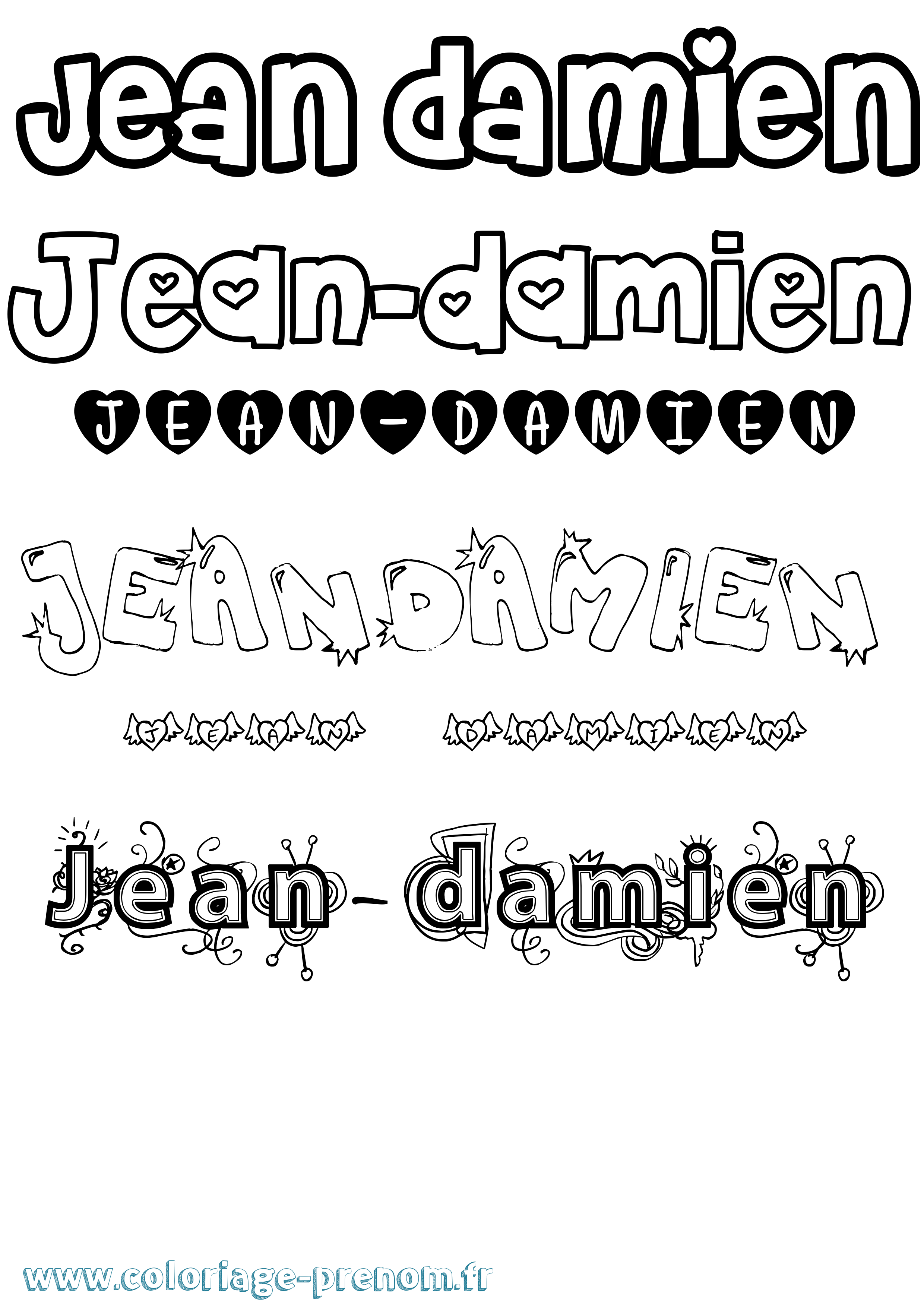 Coloriage Jean-Damien Girly Coloriage prénom Jean-Damien Girly