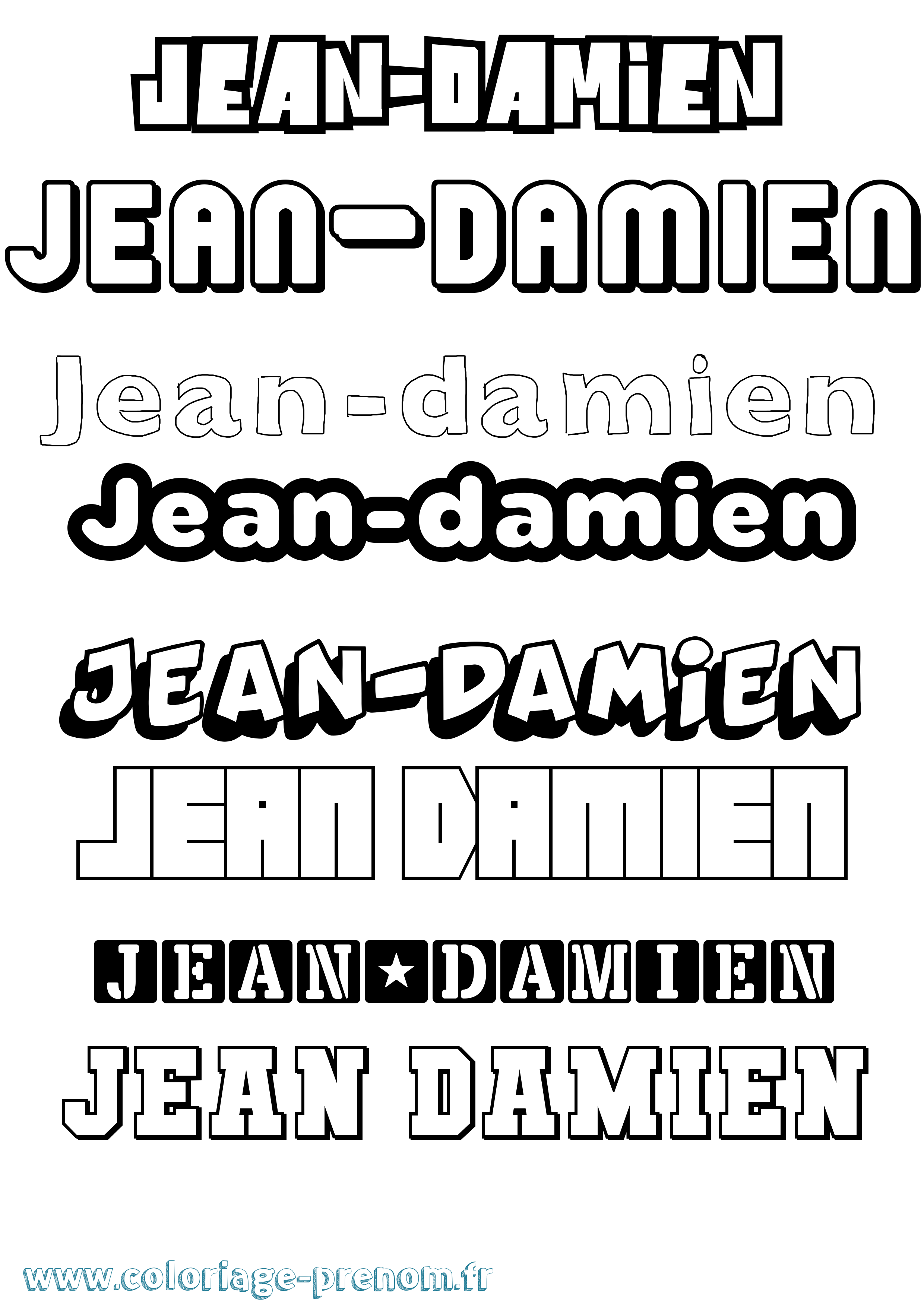 Coloriage Jean-Damien Simple Coloriage prénom Jean-Damien Simple