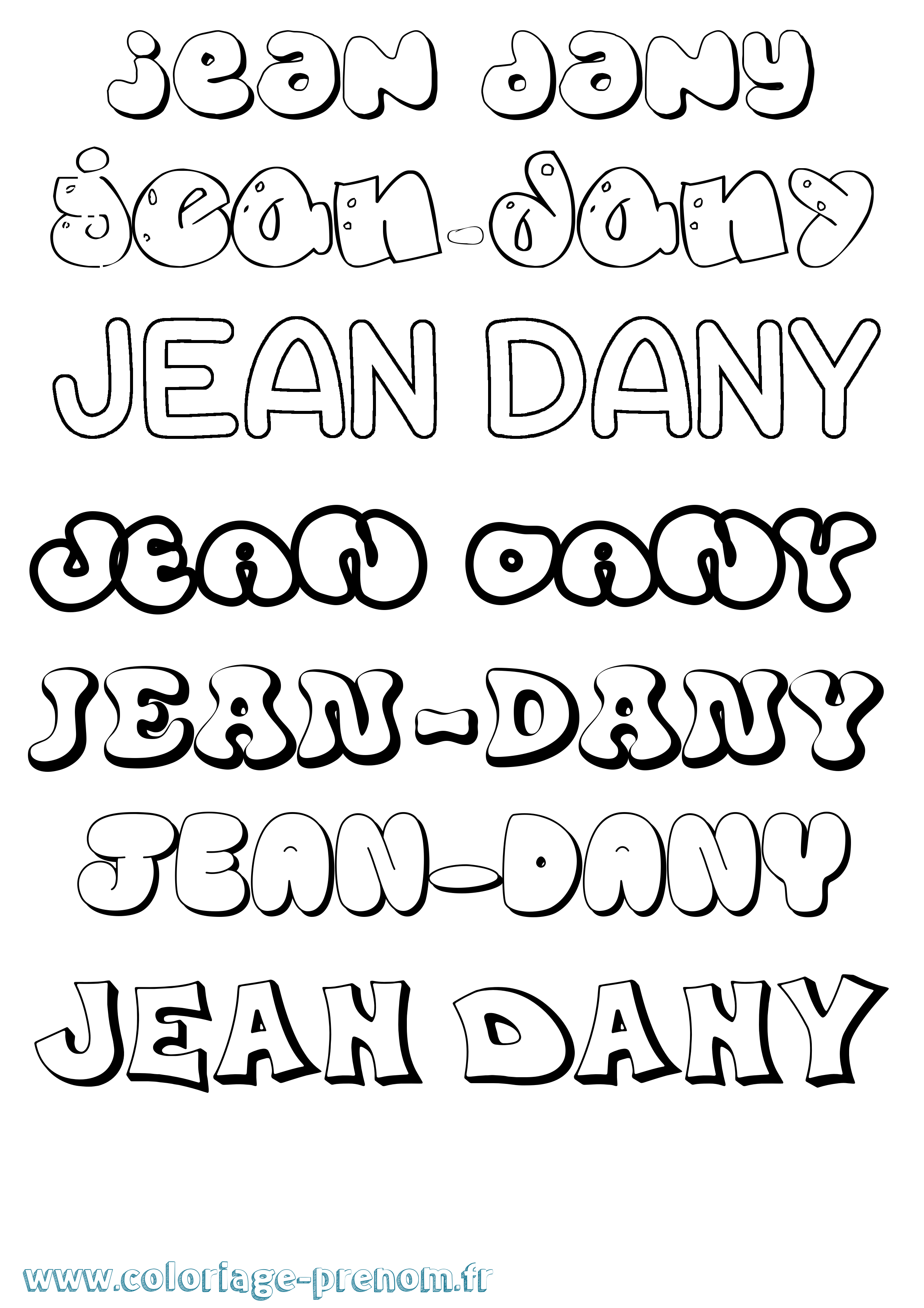 Coloriage Jean-Dany Bubble Coloriage prénom Jean-Dany Bubble
