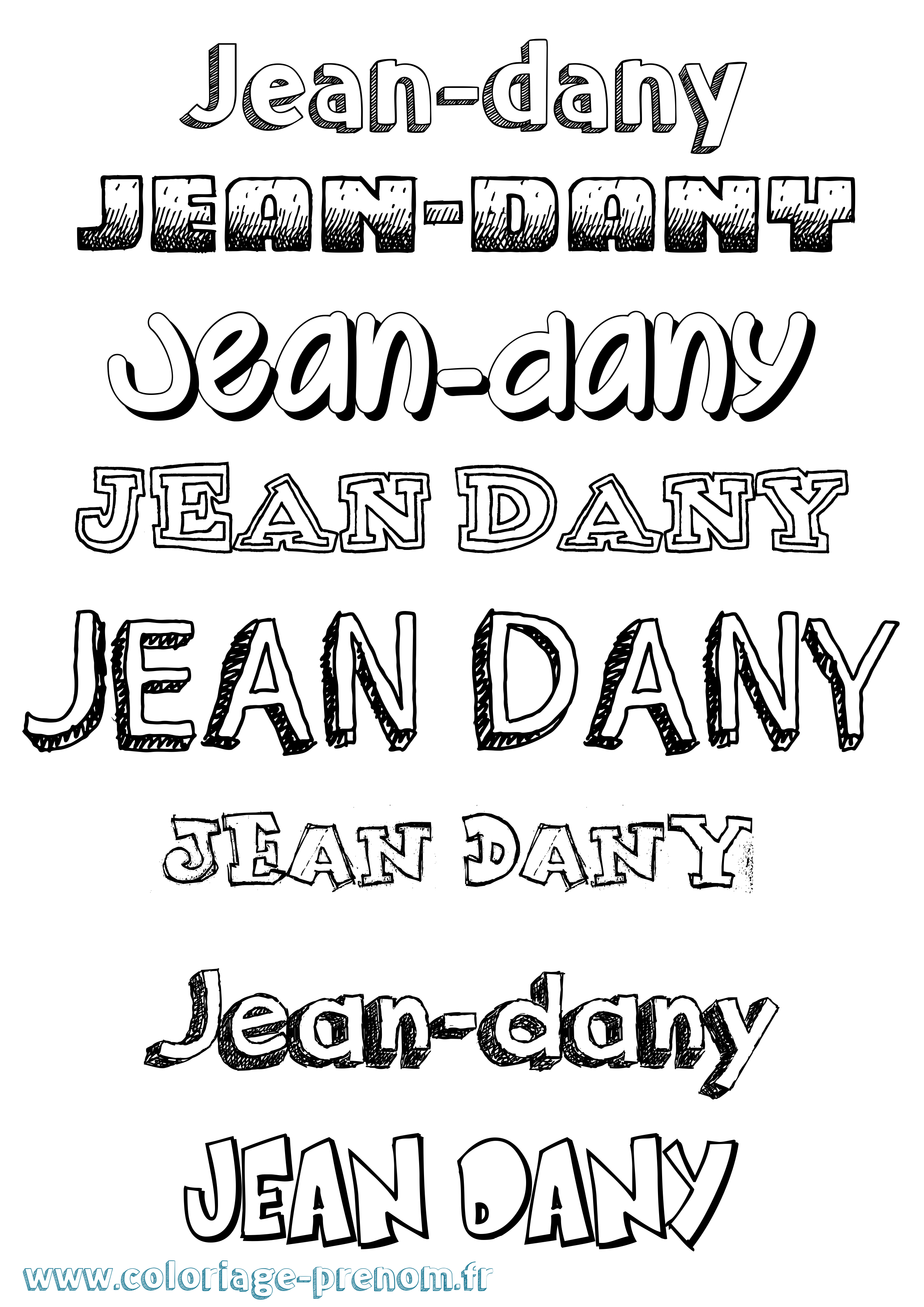 Coloriage Jean-Dany Dessiné Coloriage prénom Jean-Dany Dessiné