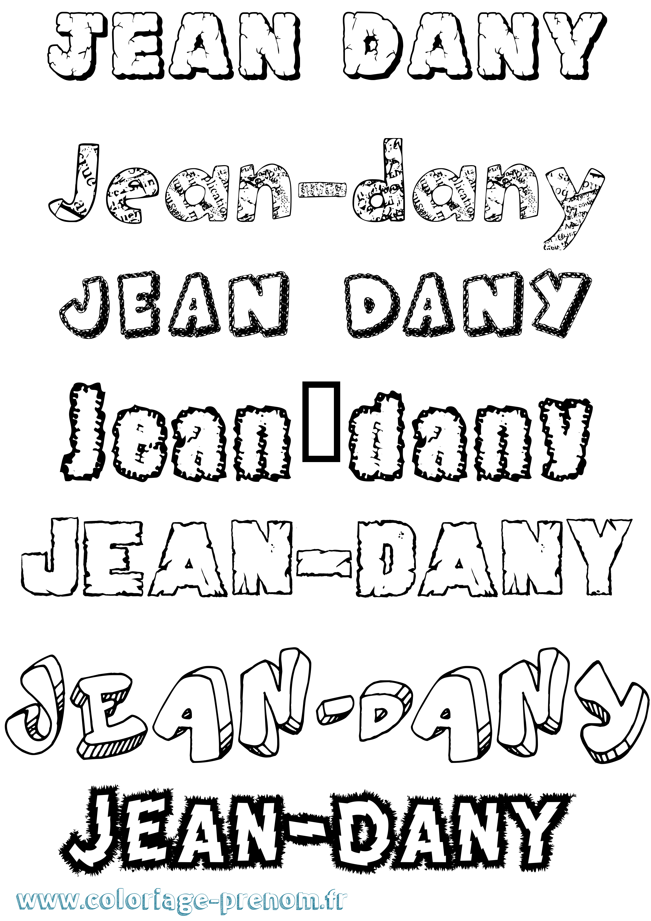 Coloriage Jean-Dany Destructuré Coloriage prénom Jean-Dany Destructuré