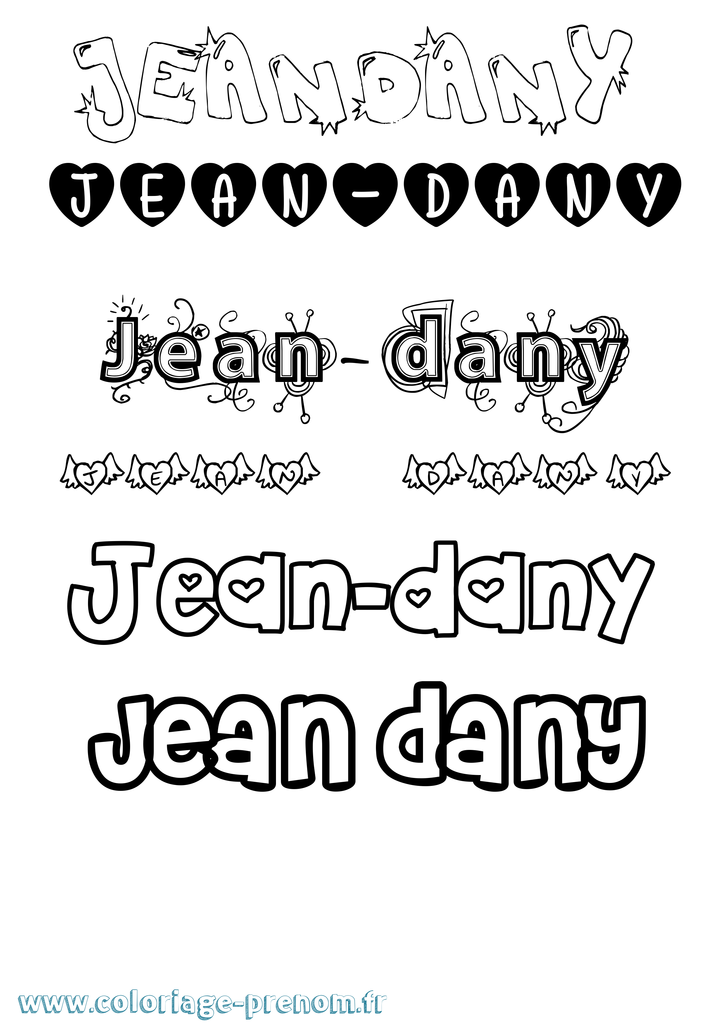 Coloriage Jean-Dany Girly Coloriage prénom Jean-Dany Girly