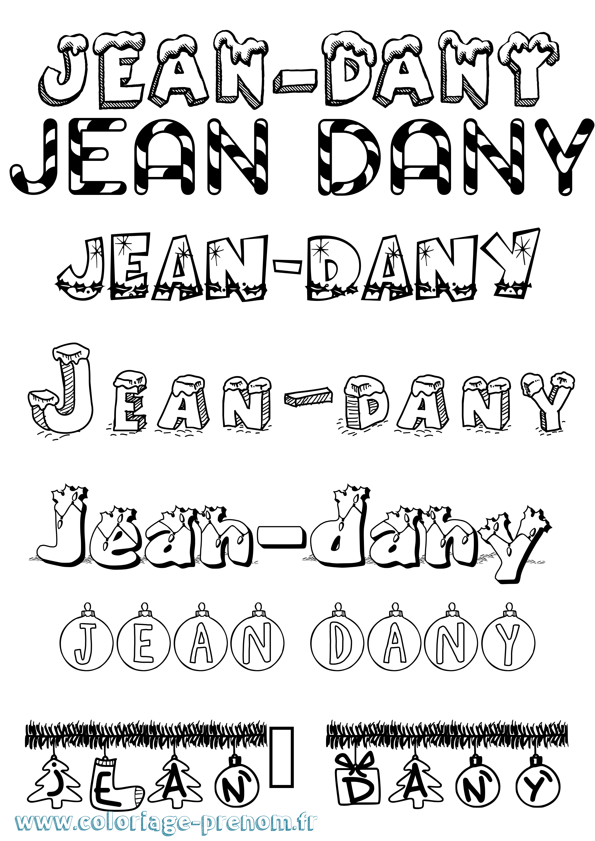 Coloriage Jean-Dany Noël Coloriage prénom Jean-Dany Noël