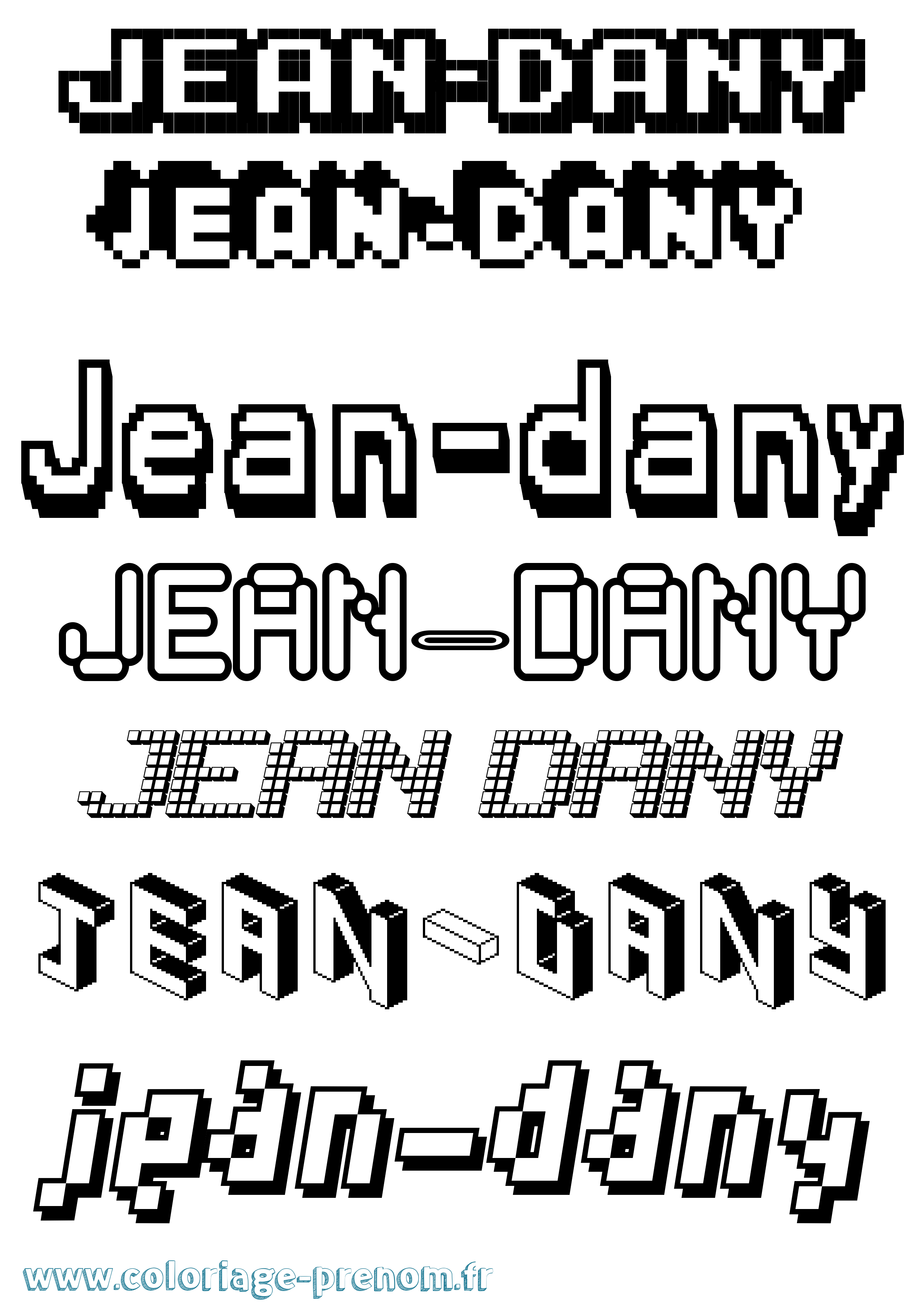 Coloriage Jean-Dany Pixel Coloriage prénom Jean-Dany Pixel