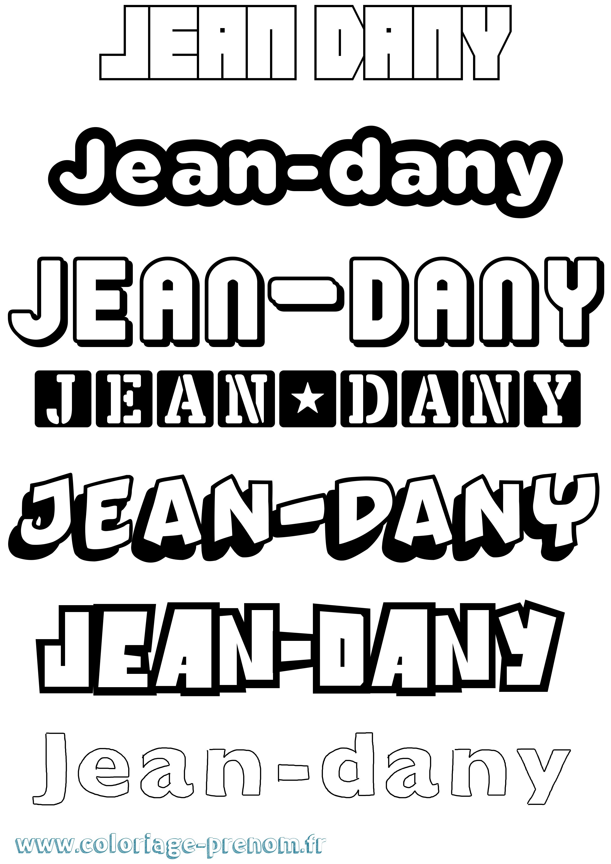 Coloriage Jean-Dany Simple Coloriage prénom Jean-Dany Simple