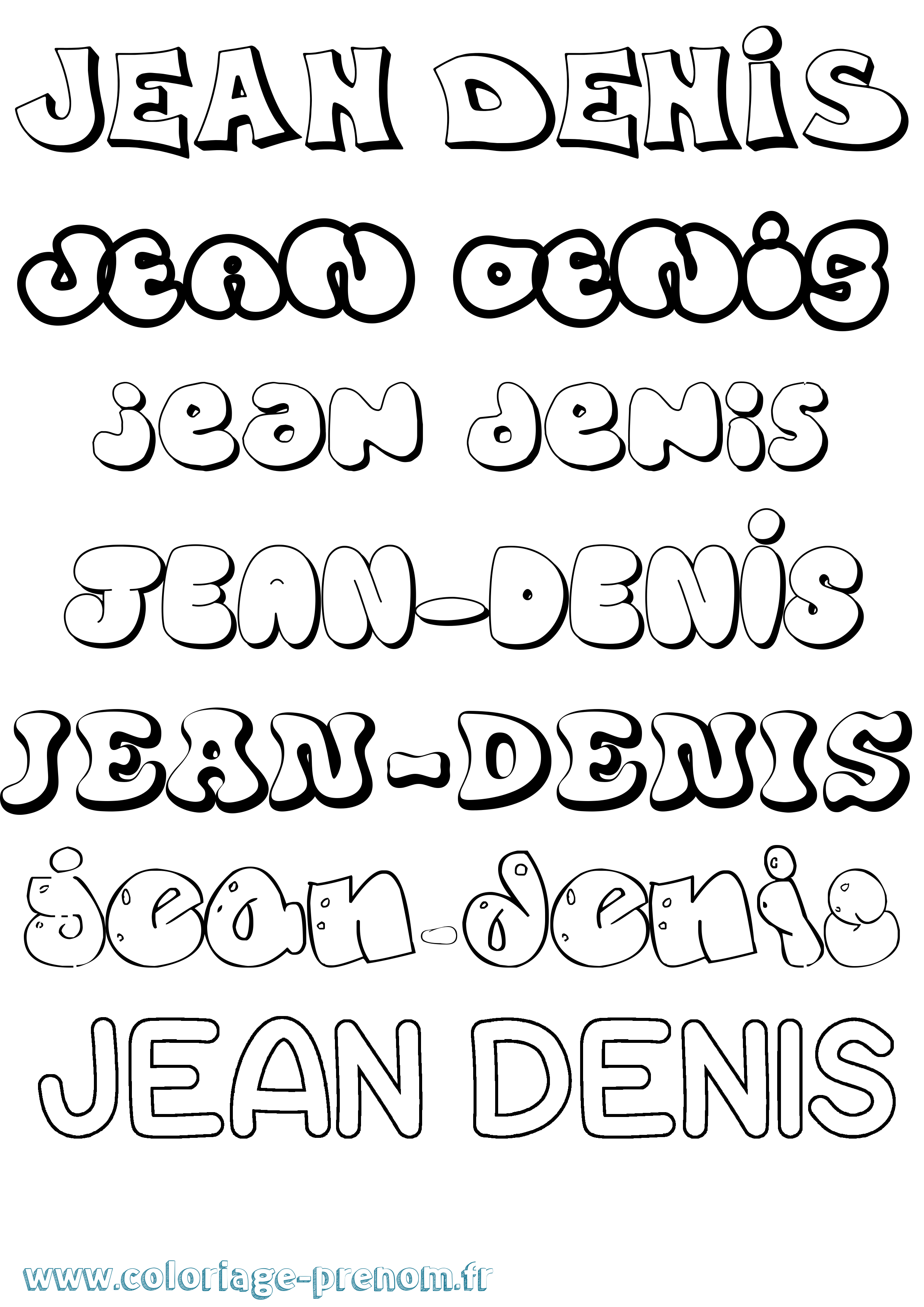 Coloriage Jean-Denis Bubble Coloriage prénom Jean-Denis Bubble